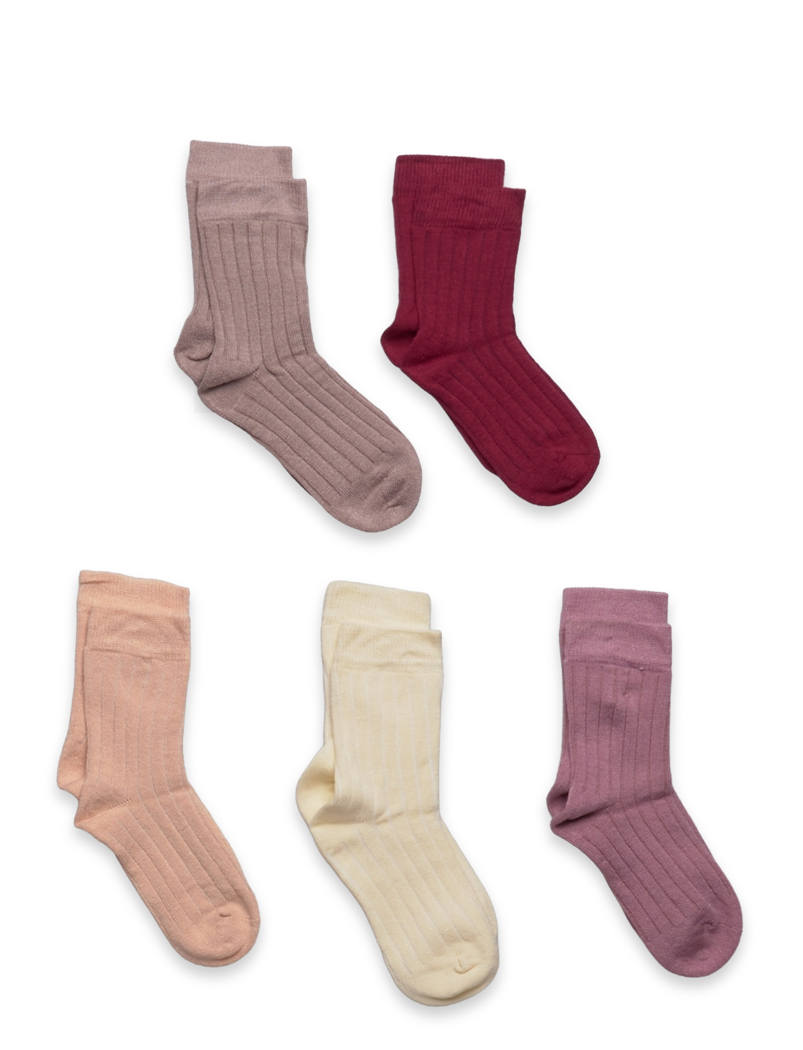 Minymo Ankle Sock - Rib (5-Pack), 19 , Pink, Sokker & Strømpebukser > Sokker, Børn
