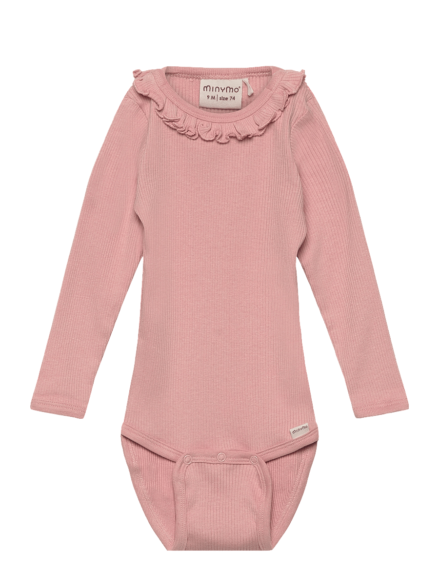 Minymo - Body LS Rib - långärmade bodies - misty rose - 0