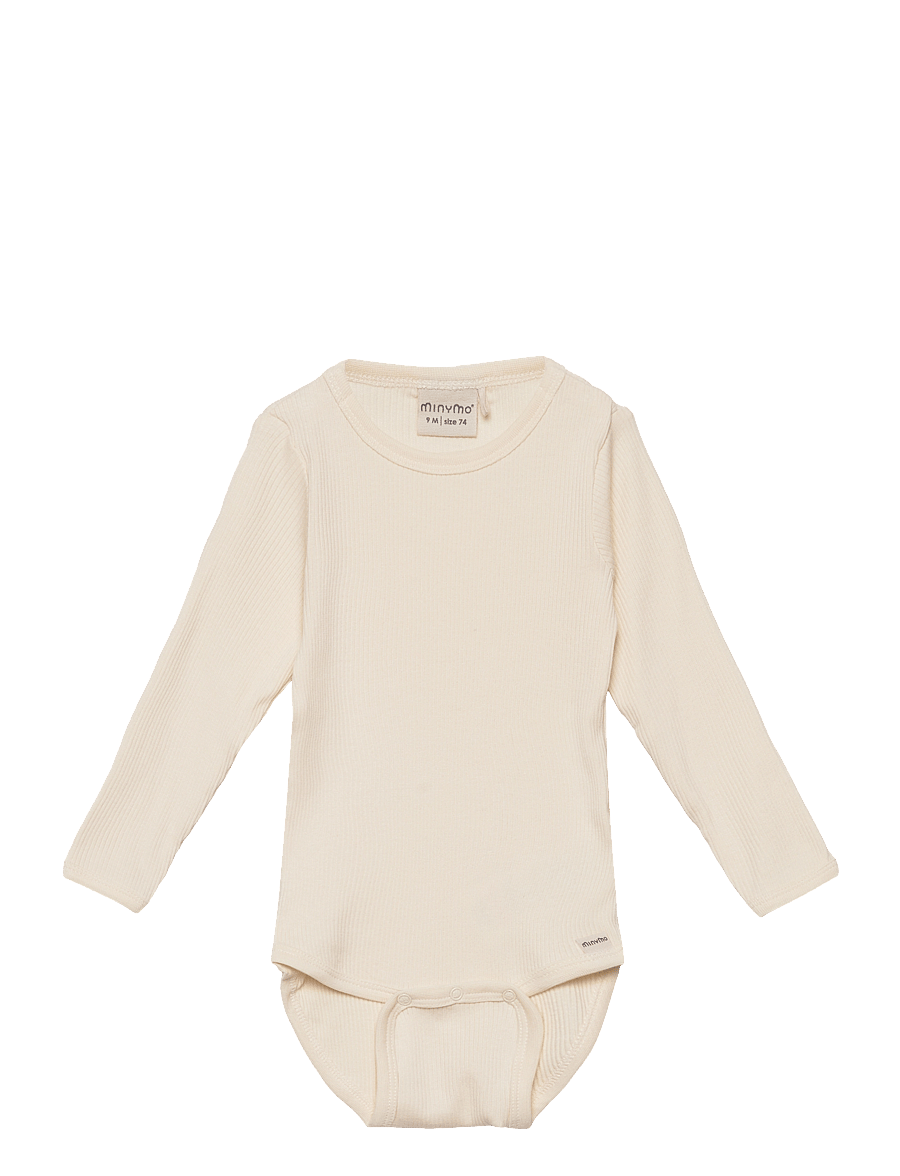 Minymo - Body LS Rib - langärmelige bodys - seedpearl - 0
