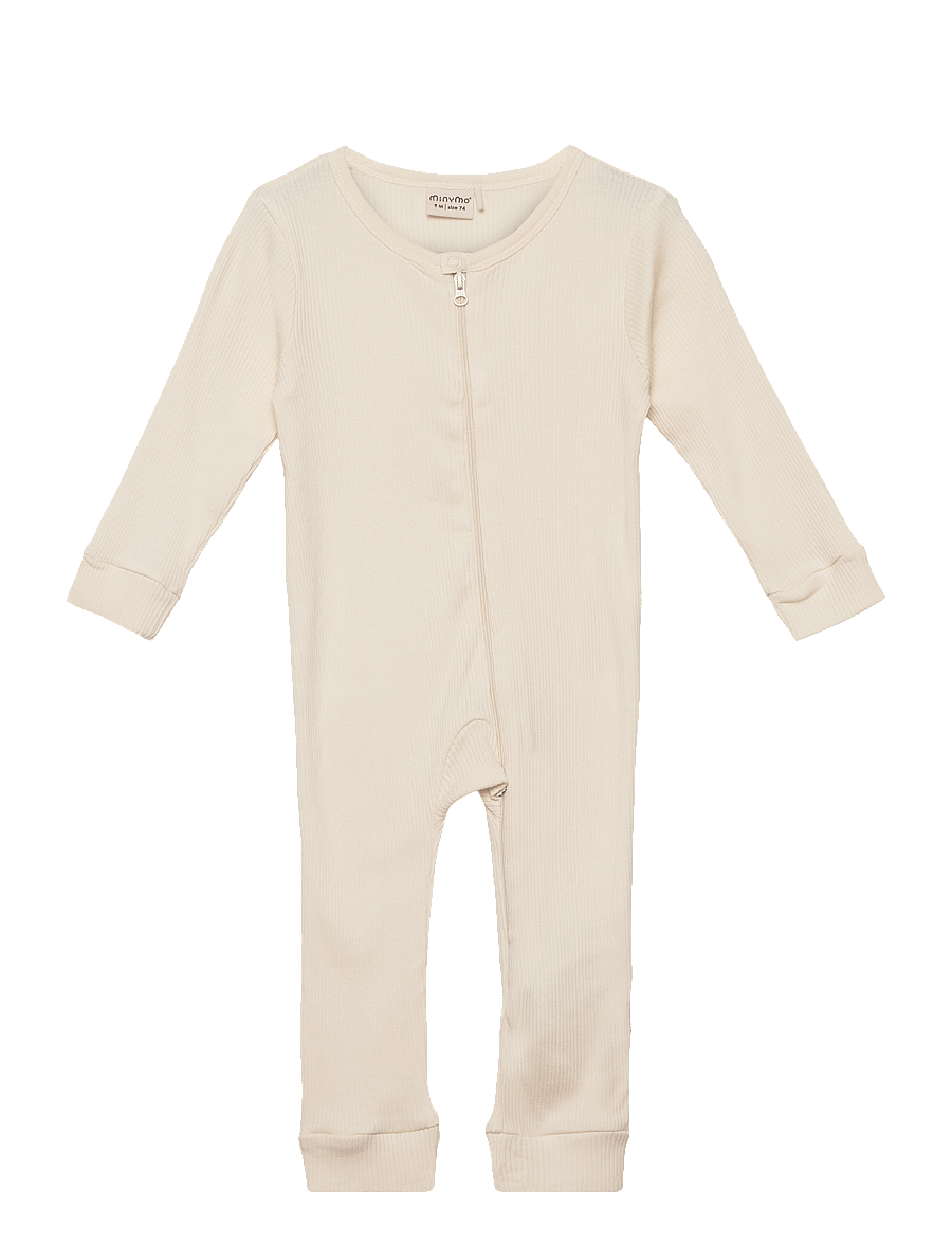 Minymo - Jumpsuit LS Rib - pikkade varrukatega - seedpearl - 0