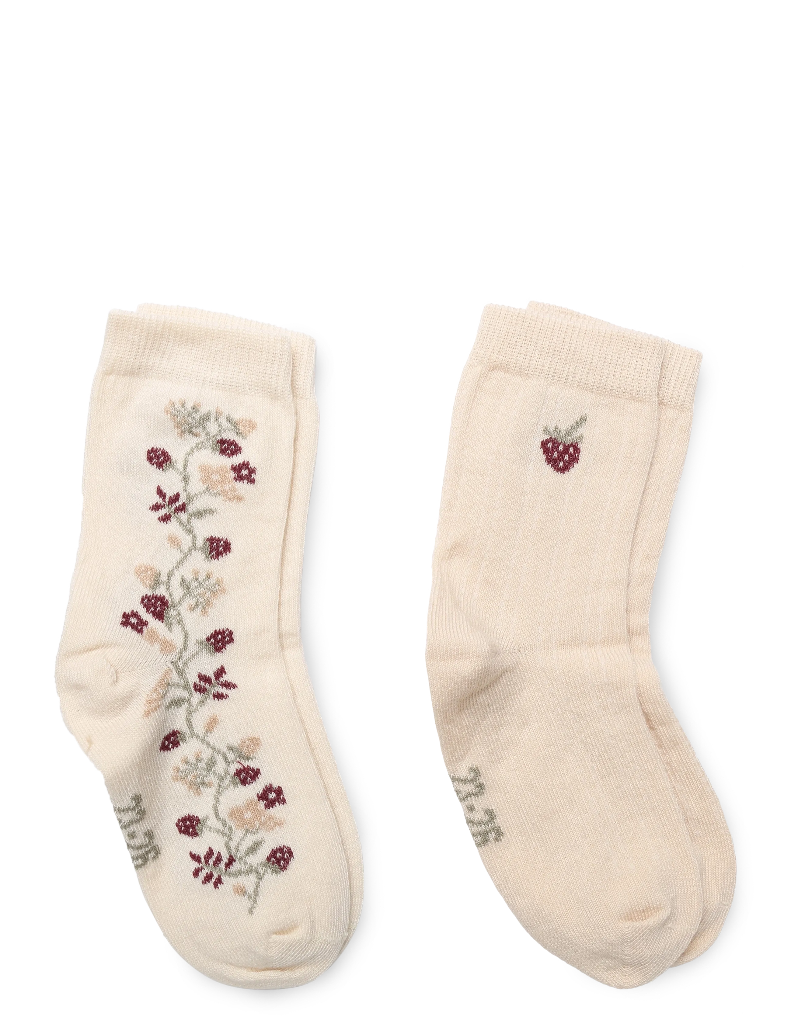 Minymo - Socks w. lettuce edge (2-pack) - strømper - birch - 1