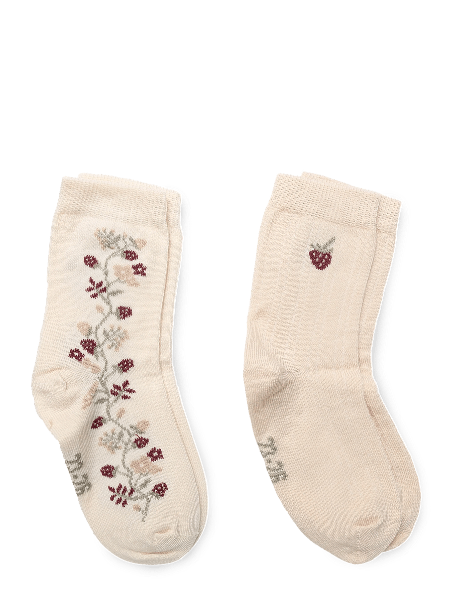Minymo - Socks w. lettuce edge (2-pack) - strømper - birch - 1