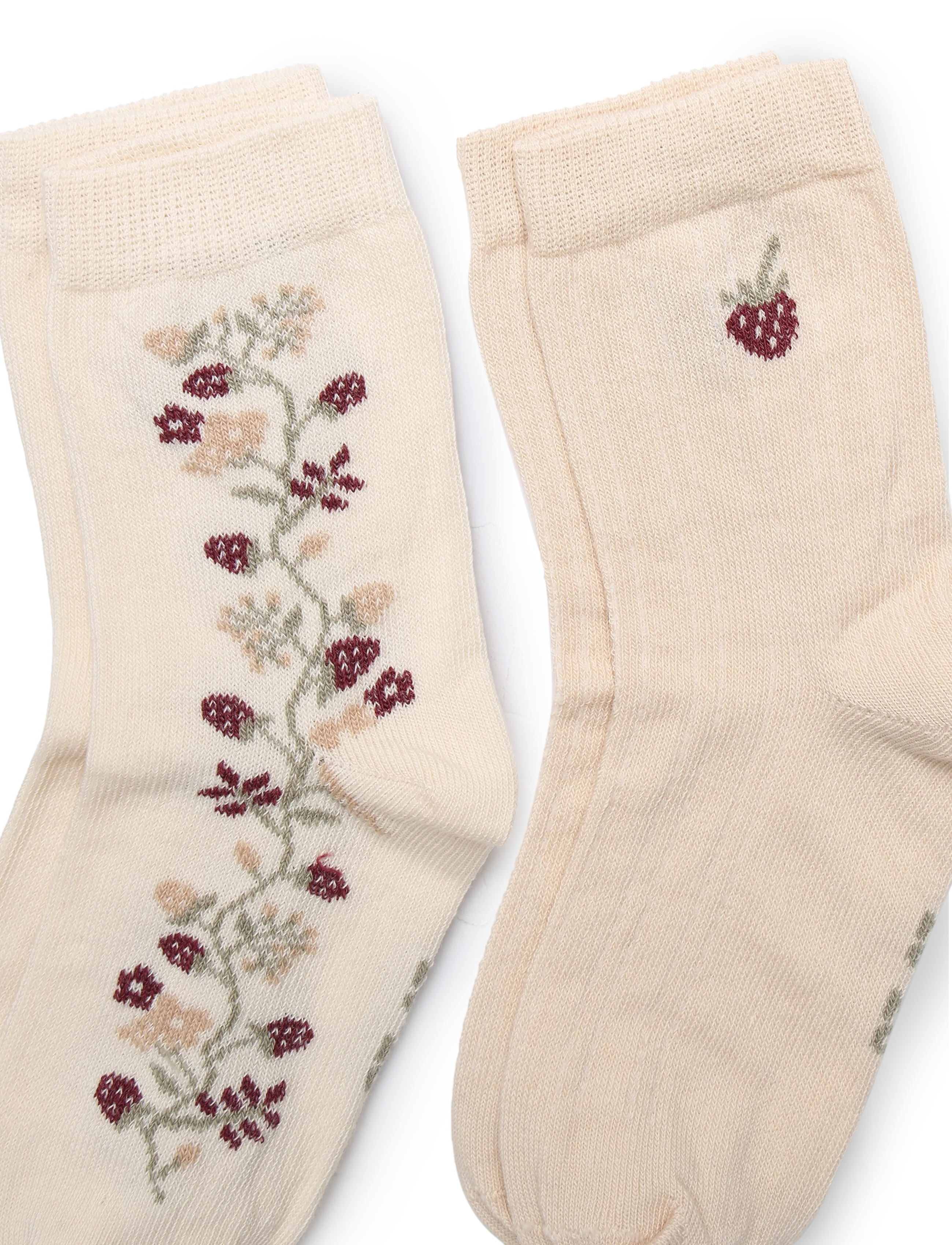 Minymo - Socks w. lettuce edge (2-pack) - strømper - birch - 2