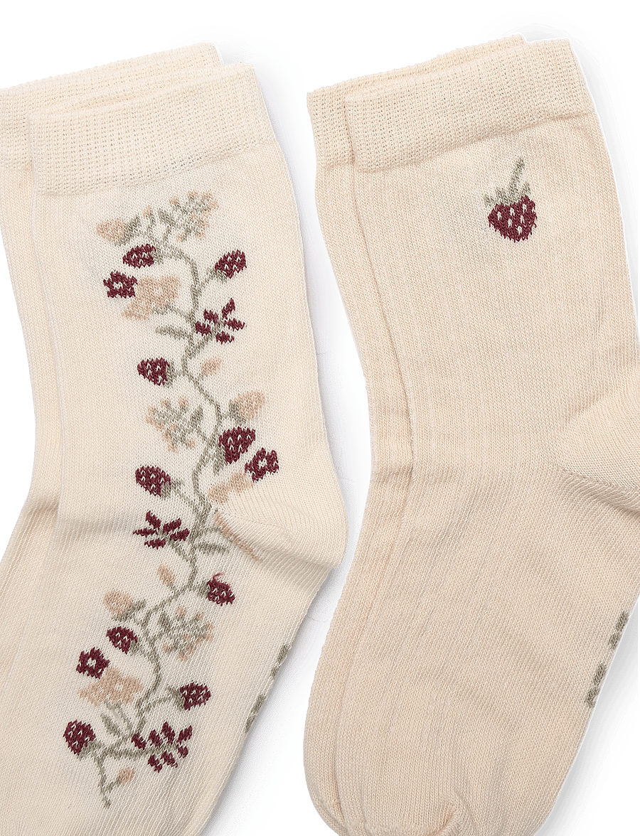 Minymo - Socks w. lettuce edge (2-pack) - strømper - birch - 2