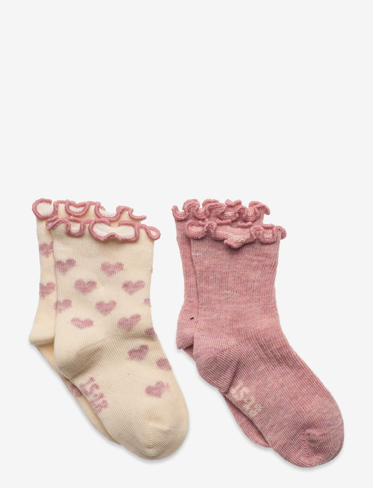 Minymo - Socks w. lettuce edge (2-pack) - strømper - light rose - 0