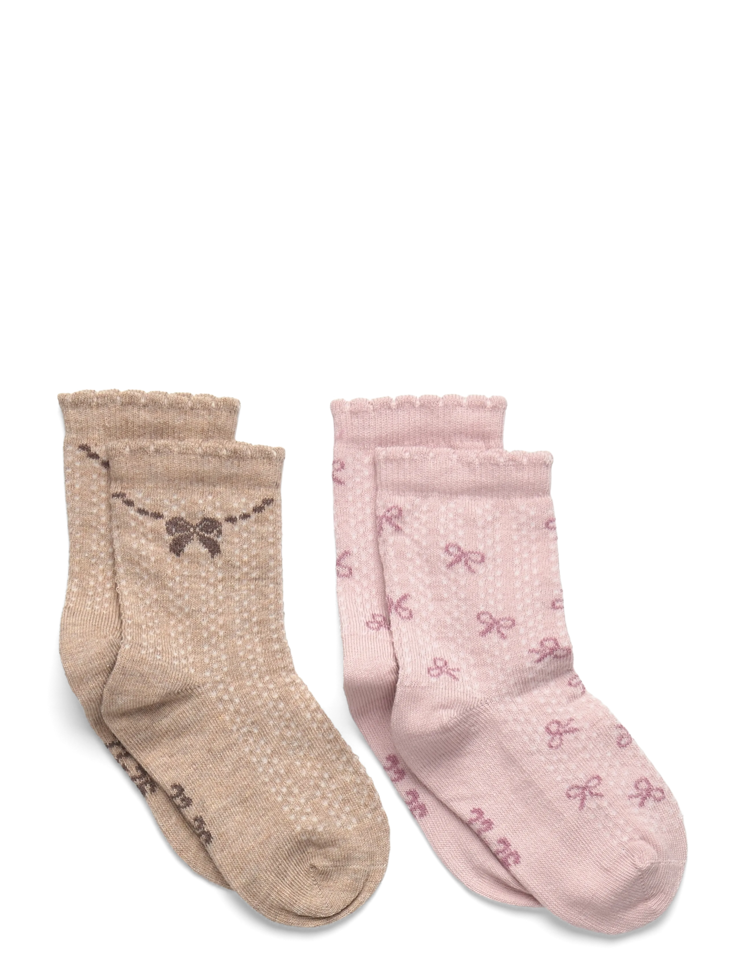 Minymo Socks w. lettuce edge (2-pack) - Socks - SHELL / multi