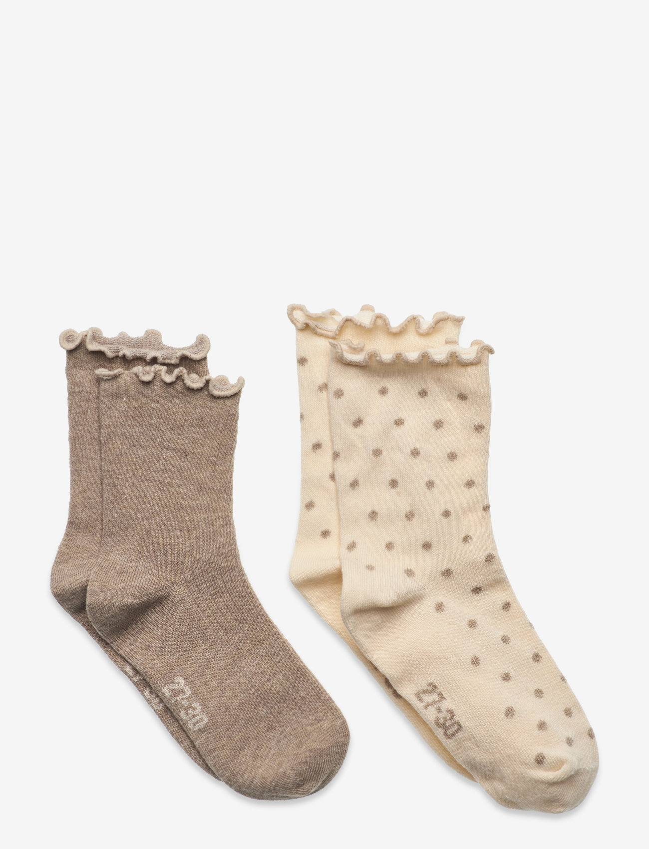 Minymo - Socks w. lettuce edge (2-pack) - strømper - simply taupe - 0