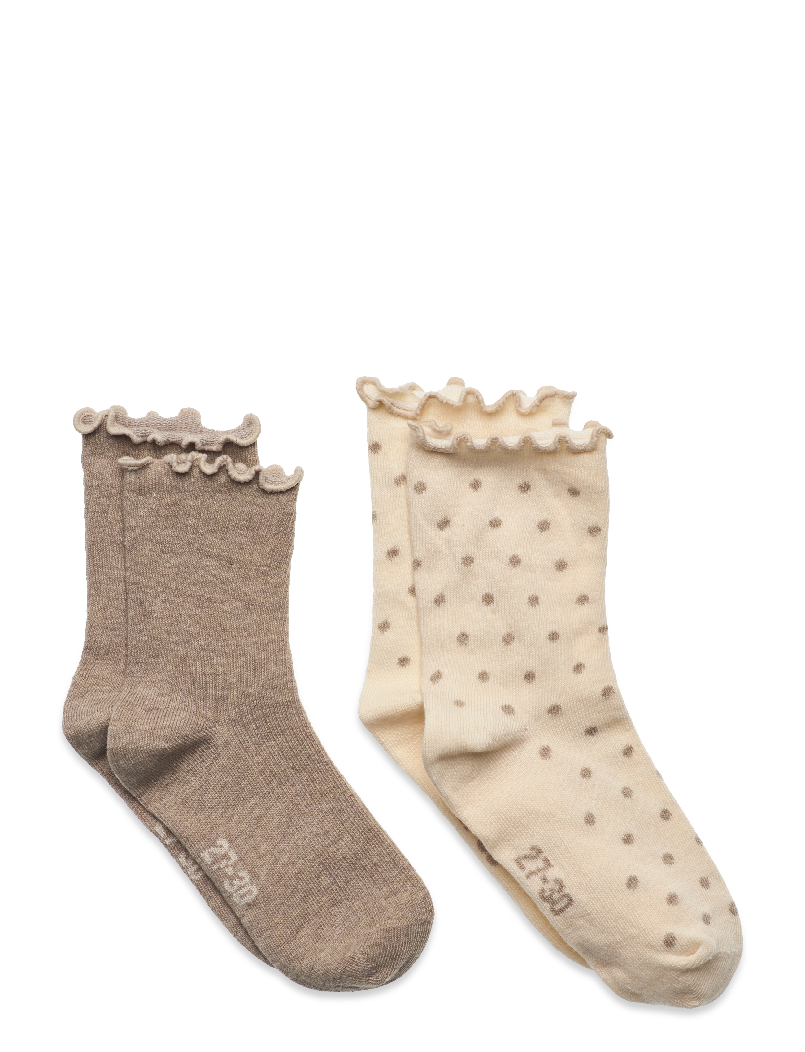 Minymo Socks w. lettuce edge (2-pack) - Strømper & Strømpebukser - SIMPLY TAUPE / beige