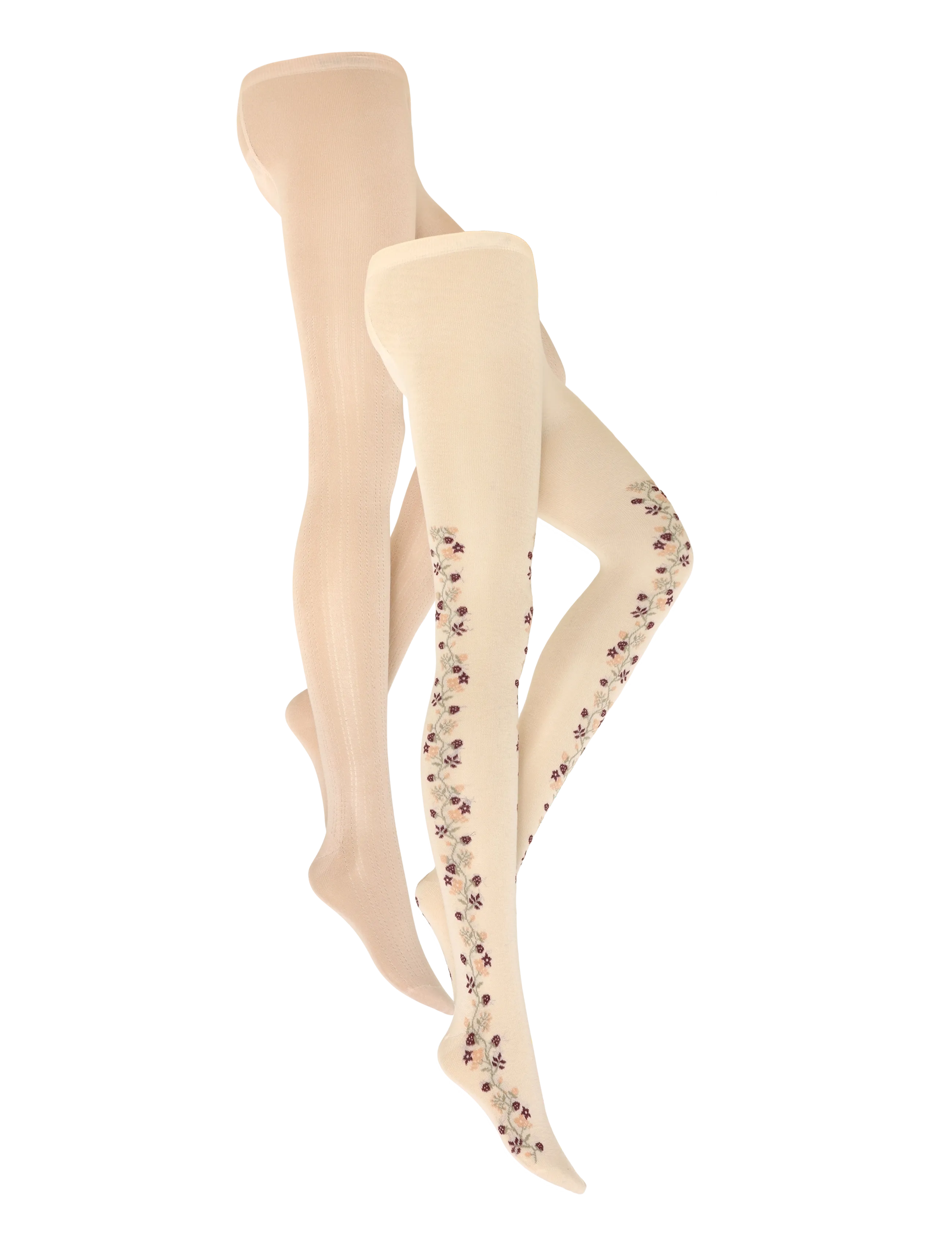 Minymo - Stockings w. pattern (2-pack) - strumpfhosen - birch - 3
