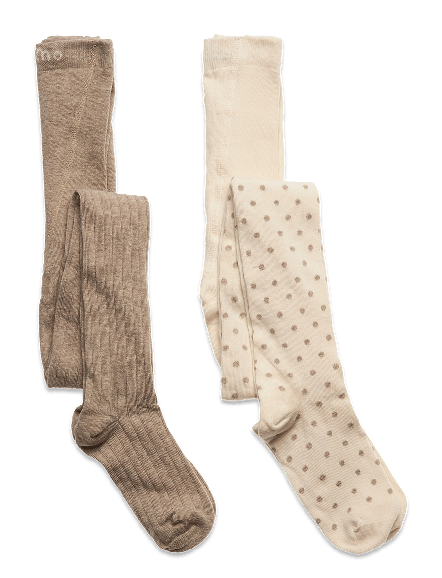 Minymo - Stockings w. pattern (2-pack) - strømpebukser - simply taupe - 0