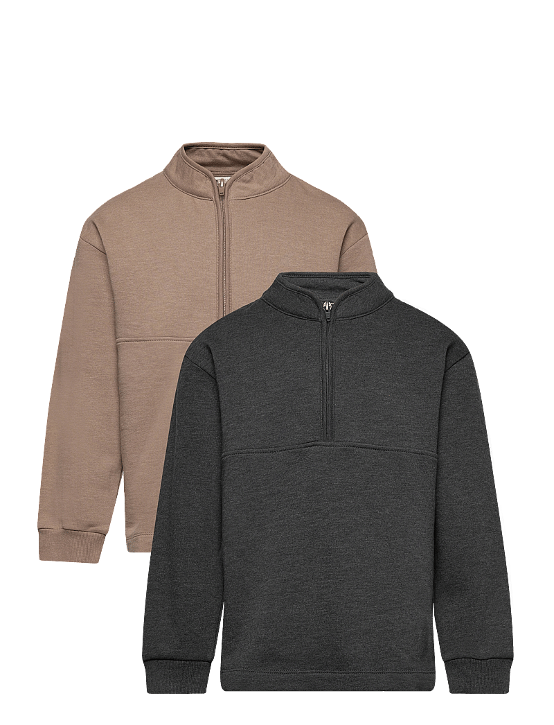 Minymo - Sweatshirt w.zip (2-pack) - sweatshirts - fossil - 0