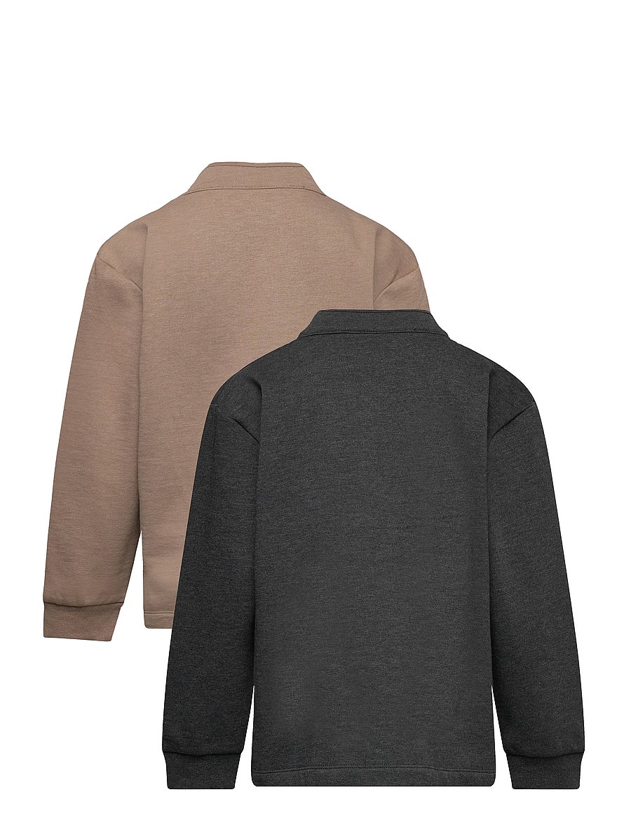 Minymo - Sweatshirt w.zip (2-pack) - dressipluusid - fossil - 1