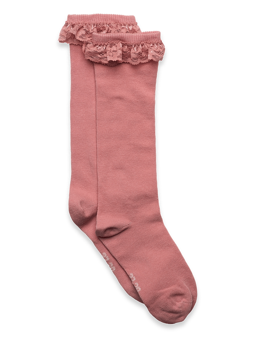 Minymo - Knee Sock w. Lace - strümpfe - ash rose - 0