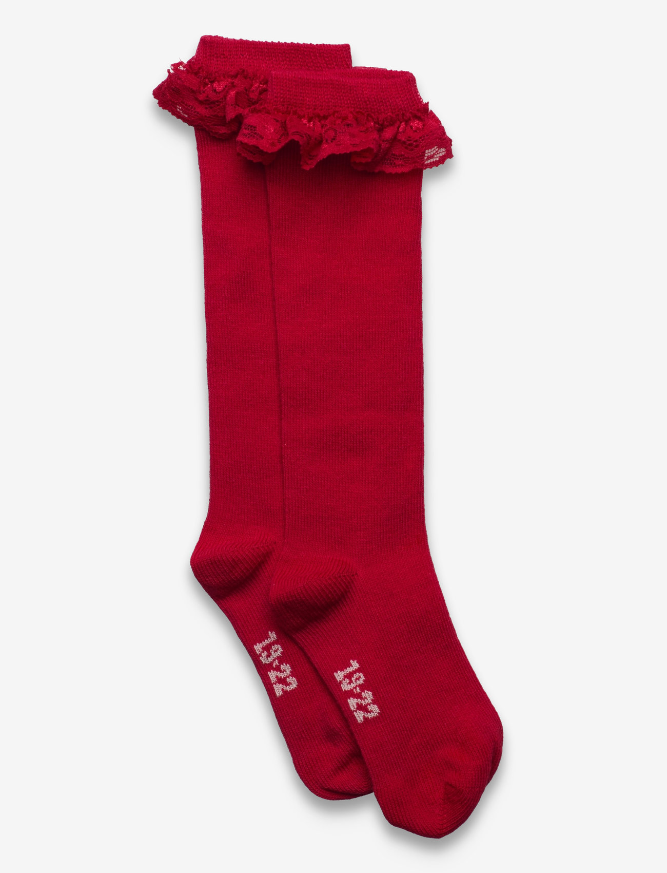 Minymo - Knee Sock w. Lace - sokid - red - 0