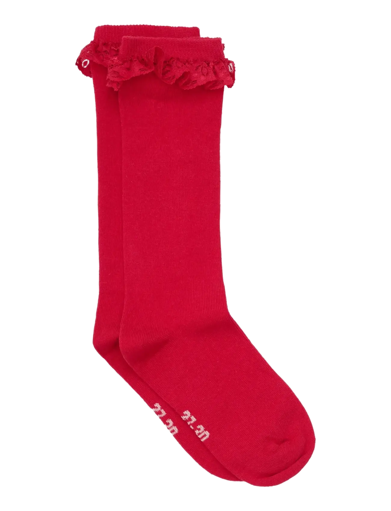 Minymo Knee Sock w. Lace - Minymo - RED / red