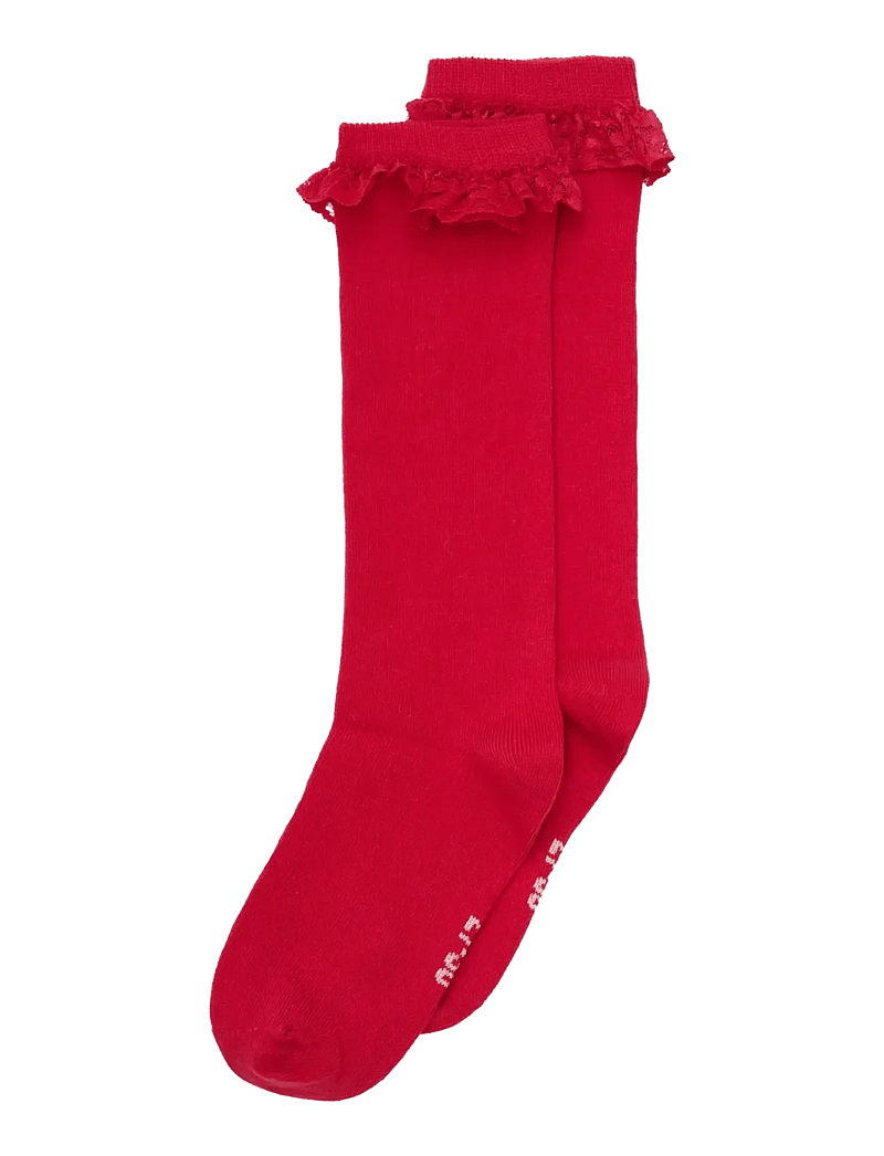 Minymo - Knee Sock w. Lace - strümpfe - red - 1