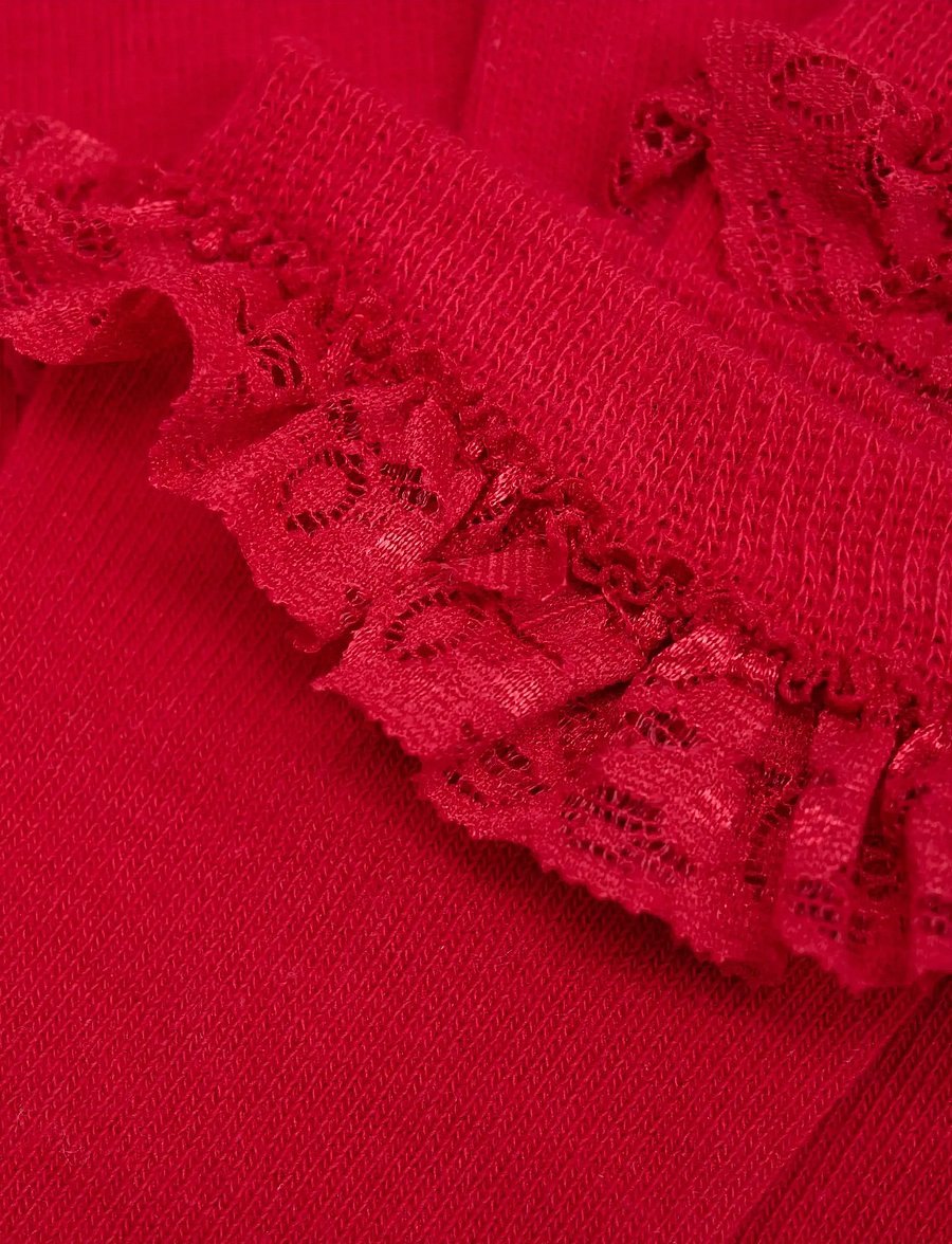 Minymo - Knee Sock w. Lace - strümpfe - red - 2