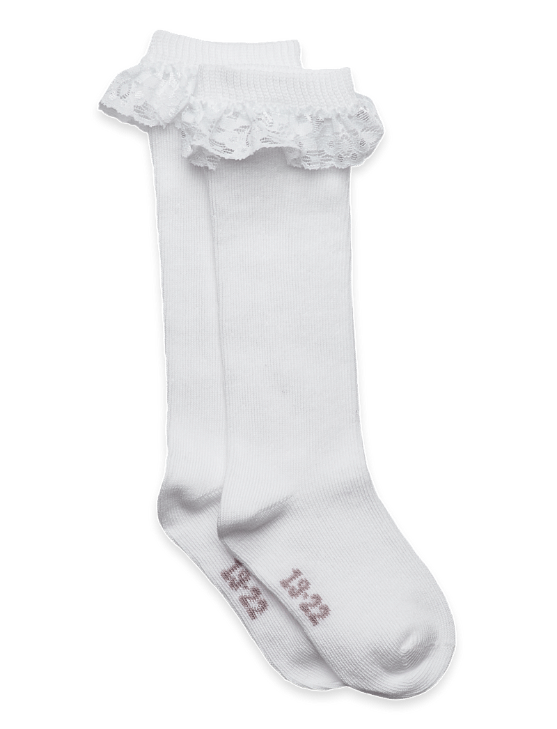 Minymo - Knee Sock w. Lace - socks - white - 0