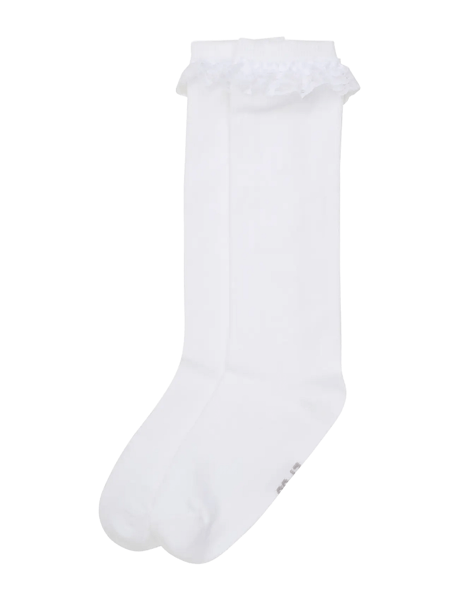 Minymo - Knee Sock w. Lace - strümpfe - white - 1