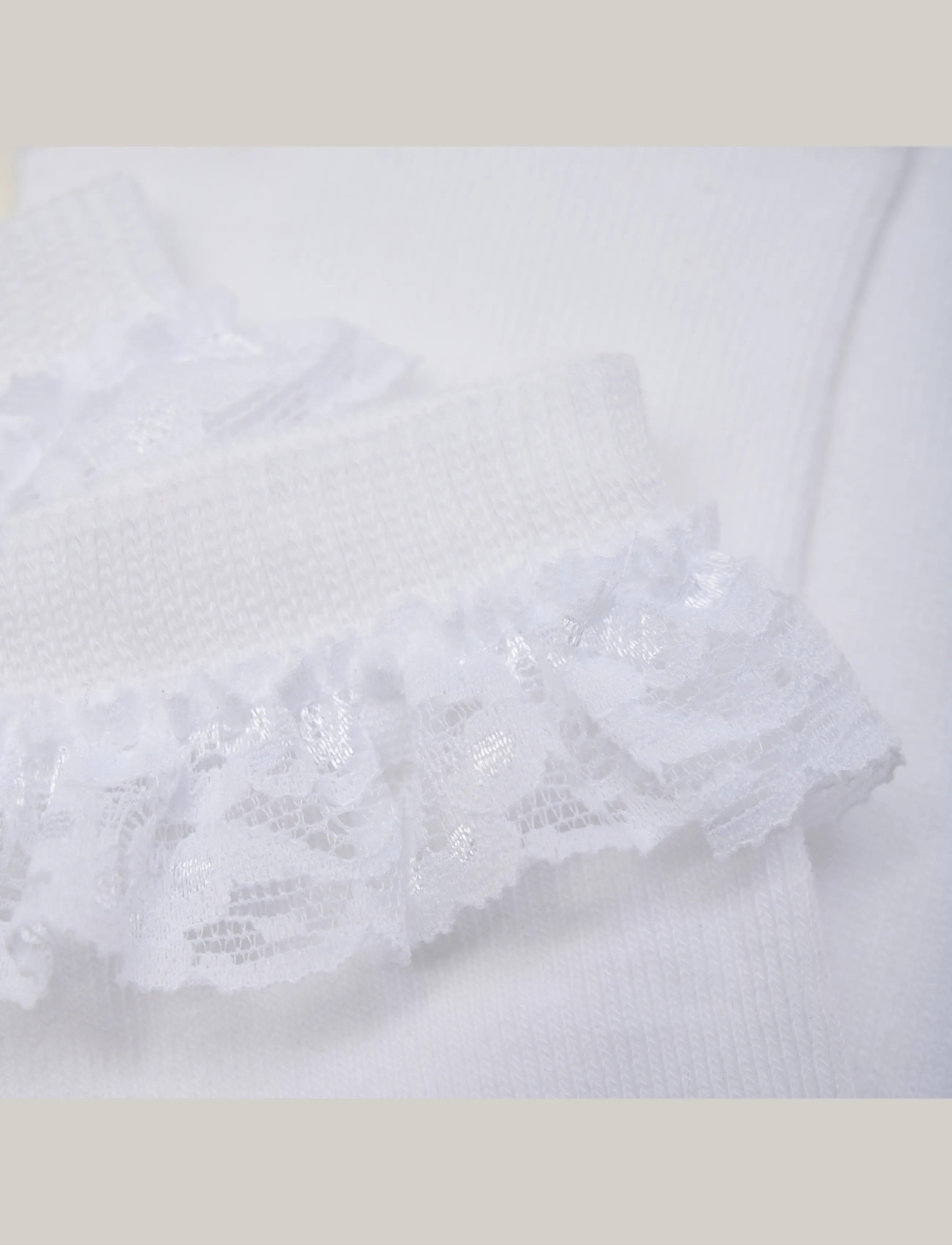 Minymo - Knee Sock w. Lace - strümpfe - white - 2