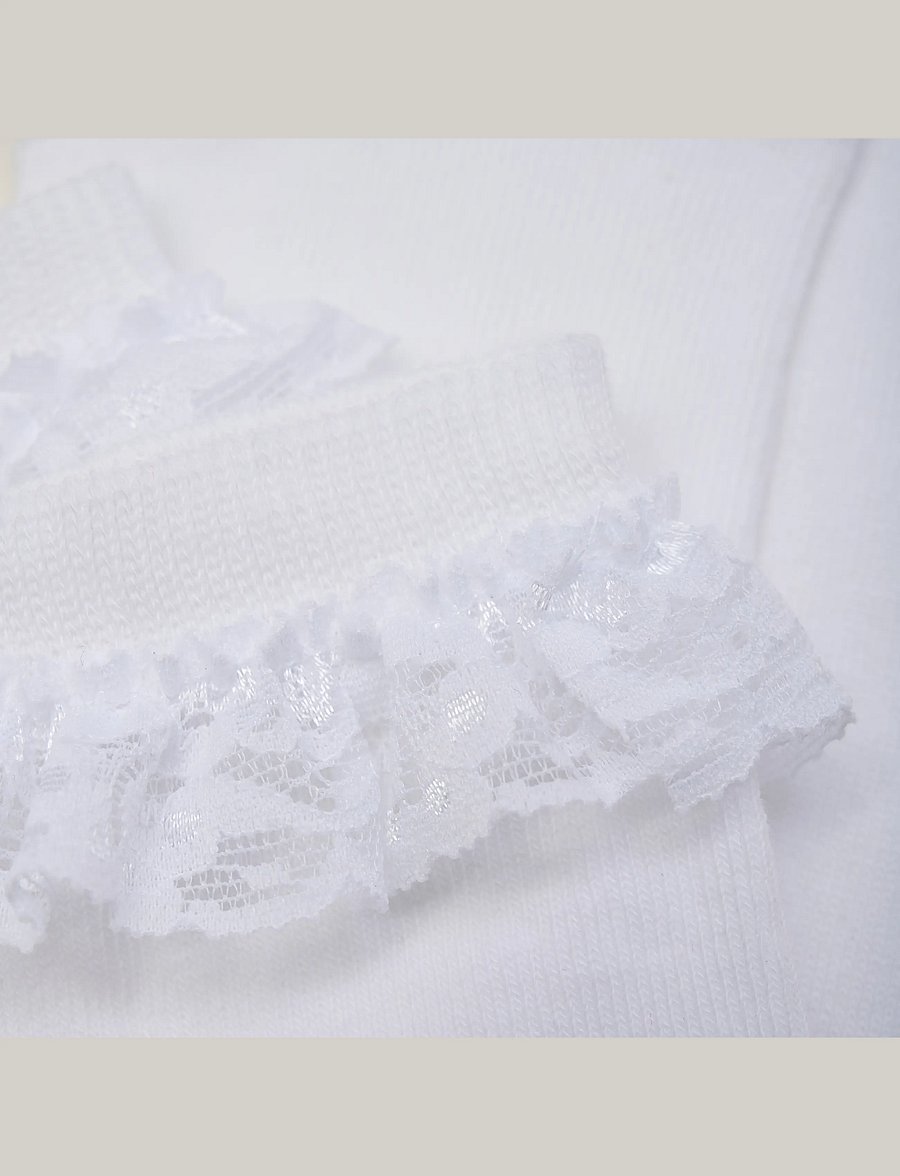 Minymo - Knee Sock w. Lace - strümpfe - white - 2