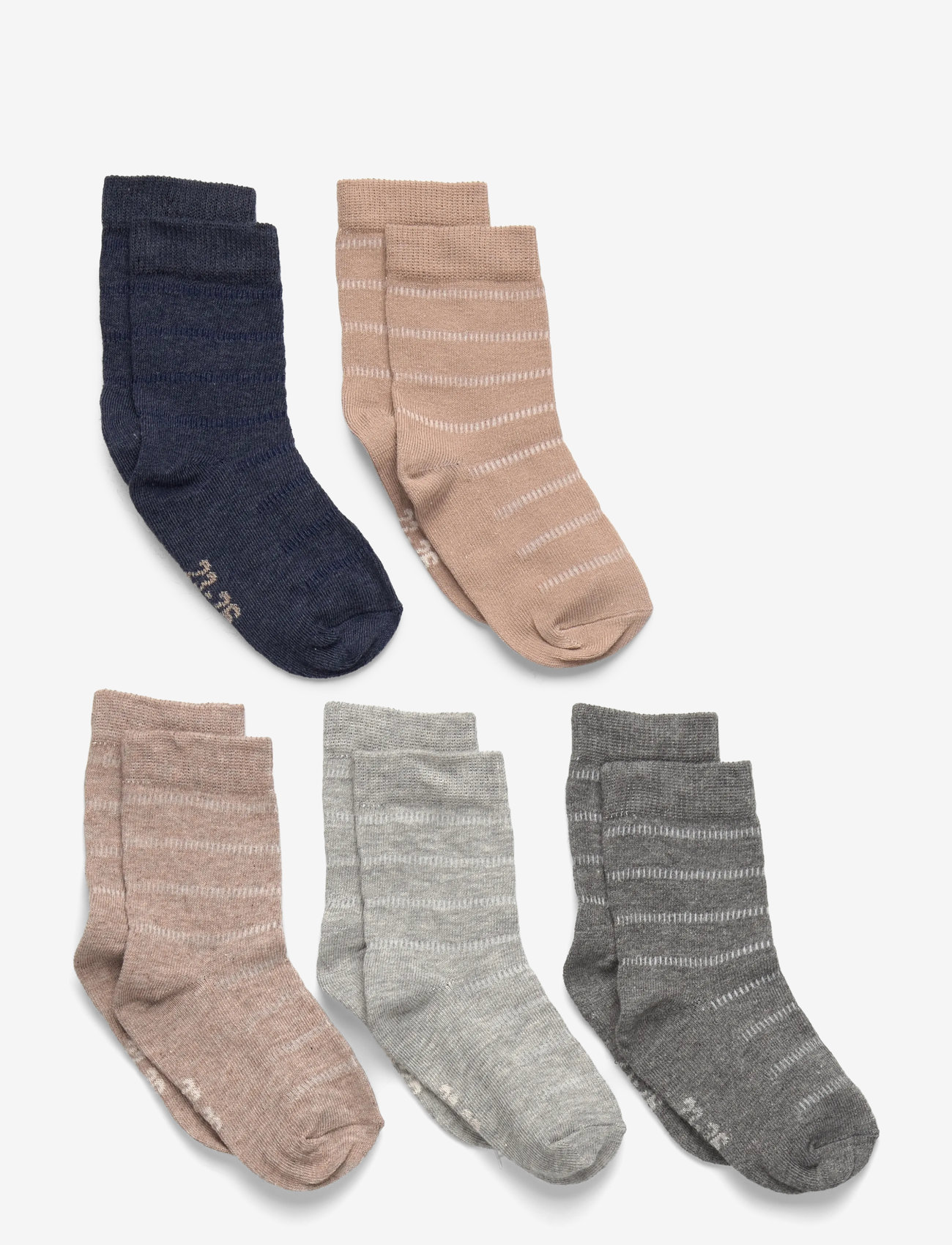 Minymo - Socks w. knit (5-pack) - strømper - blue nights - 0