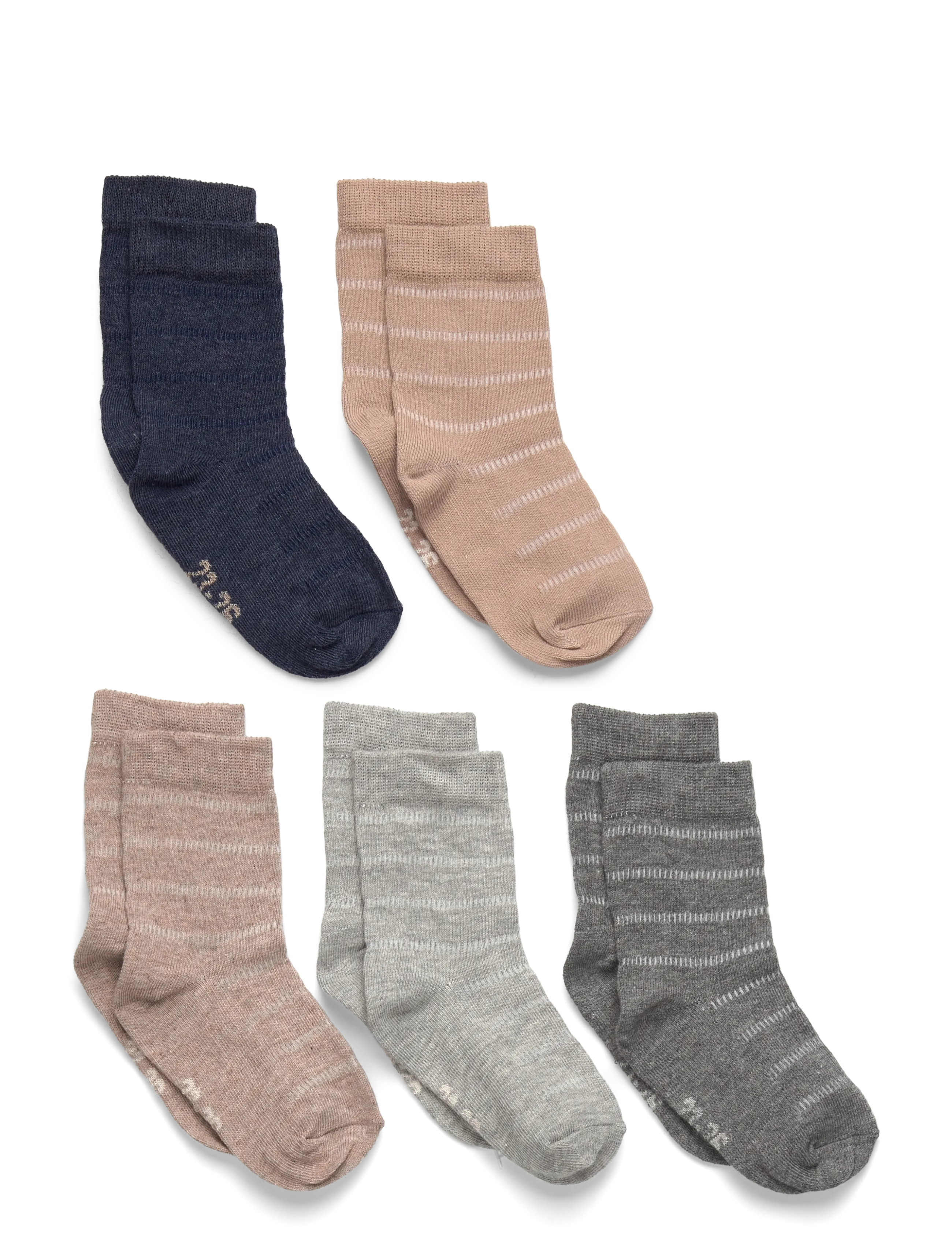 Minymo Socks w. knit (5-pack) - Kläder - BLUE NIGHTS / multi