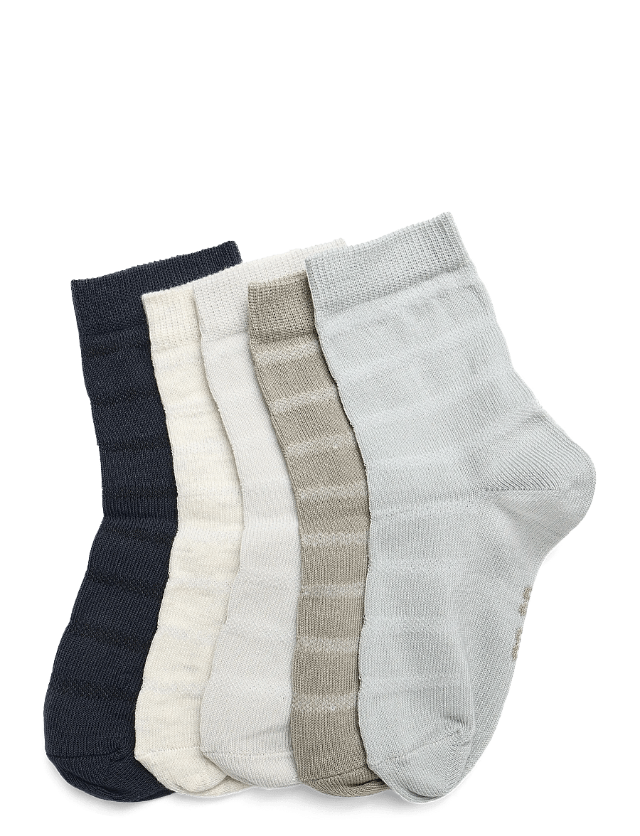 Minymo - Socks w. knit (5-pack) - strømper - night gray - 0