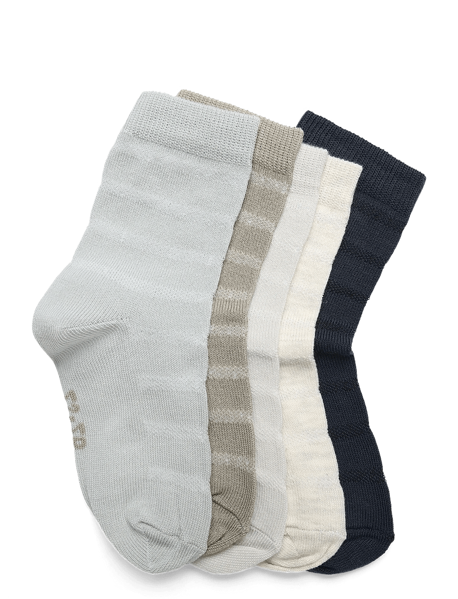 Minymo - Socks w. knit (5-pack) - strømper - night gray - 1