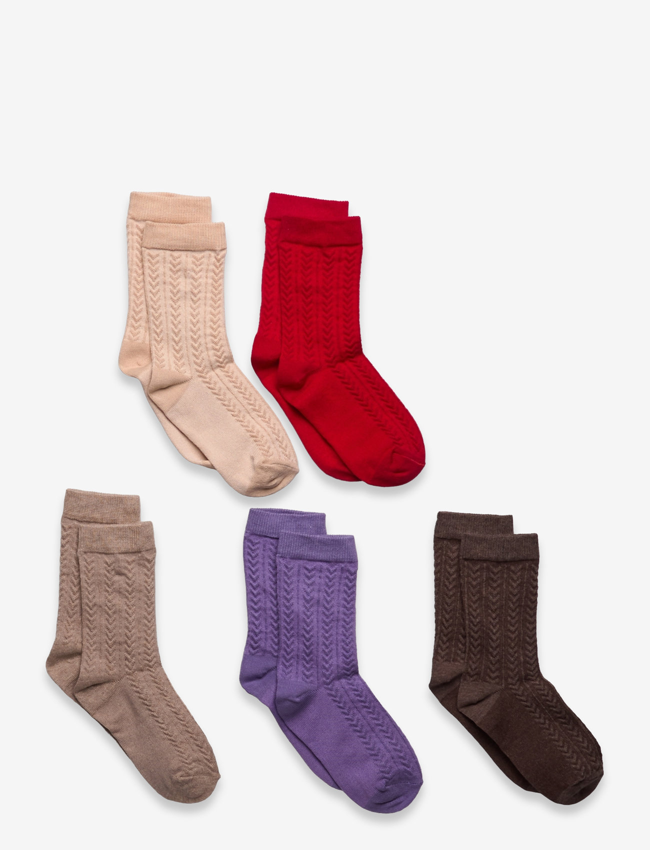 Minymo - Socks w. knit (5-pack) - strümpfe - red - 0