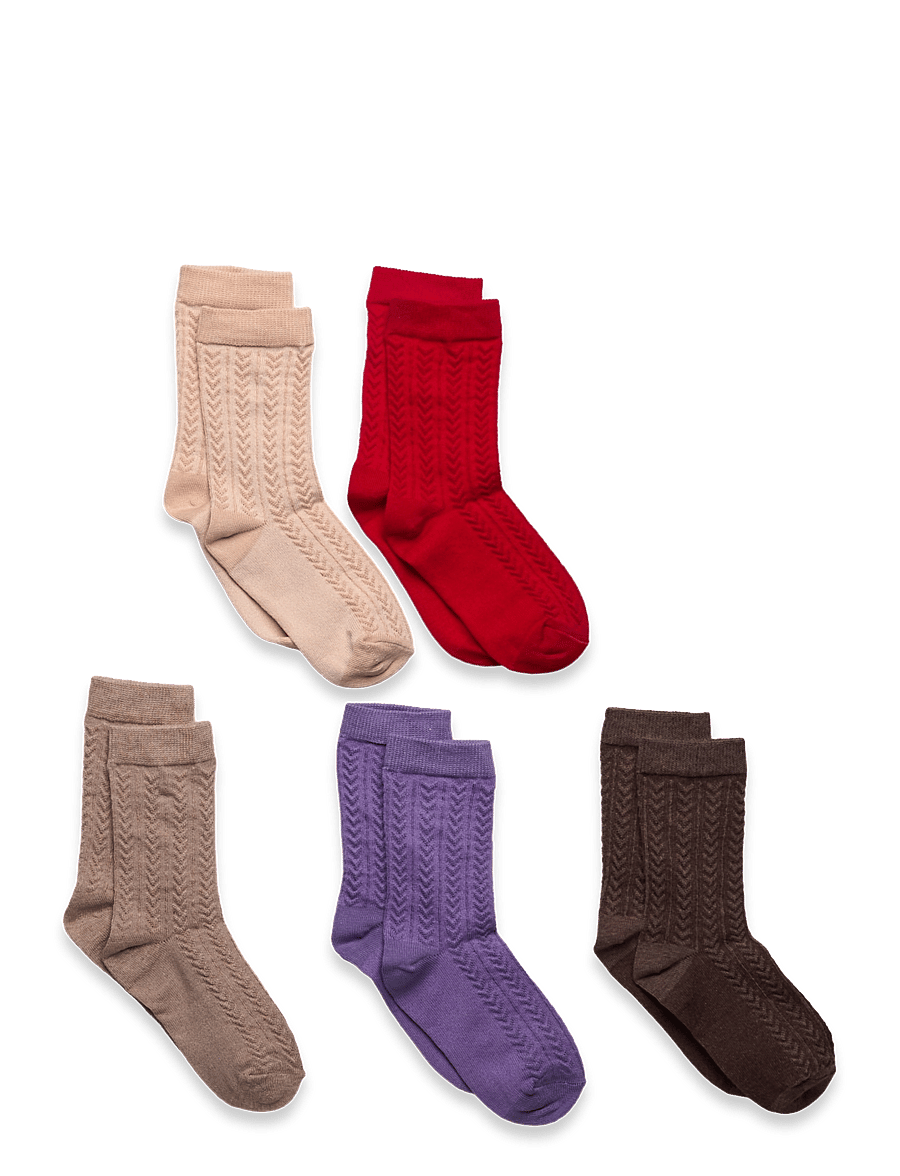 Minymo - Socks w. knit (5-pack) - sokid - red - 0