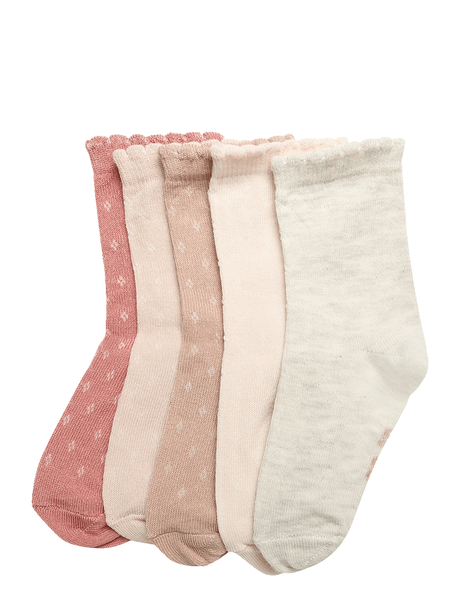 Minymo - Socks w. knit (5-pack) - strømper - rugby tan - 0