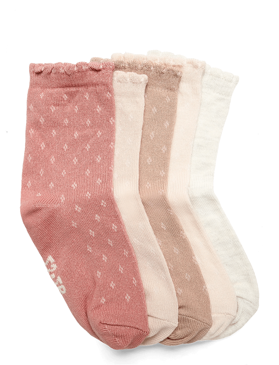 Minymo - Socks w. knit (5-pack) - strømper - rugby tan - 1