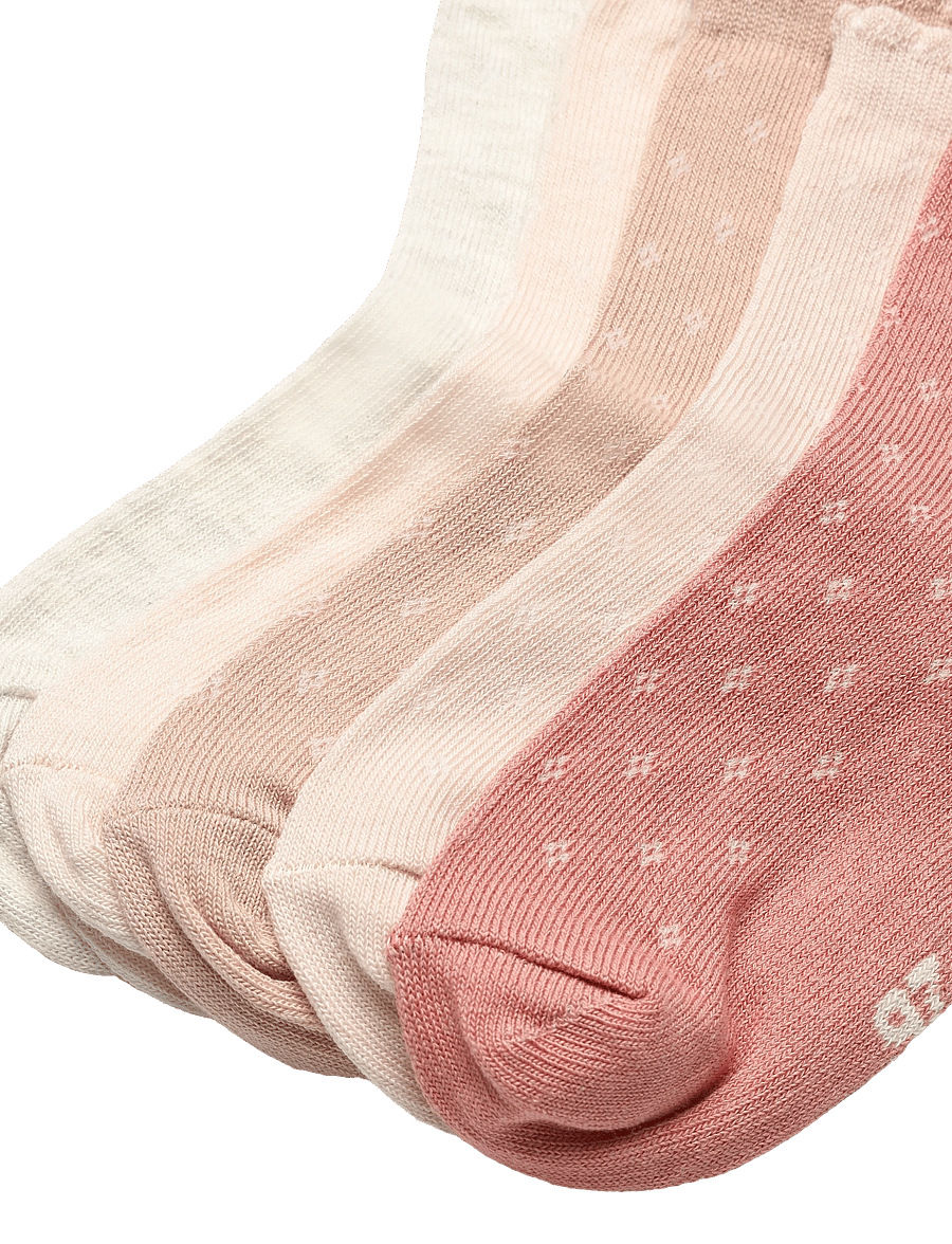 Minymo - Socks w. knit (5-pack) - strømper - rugby tan - 2