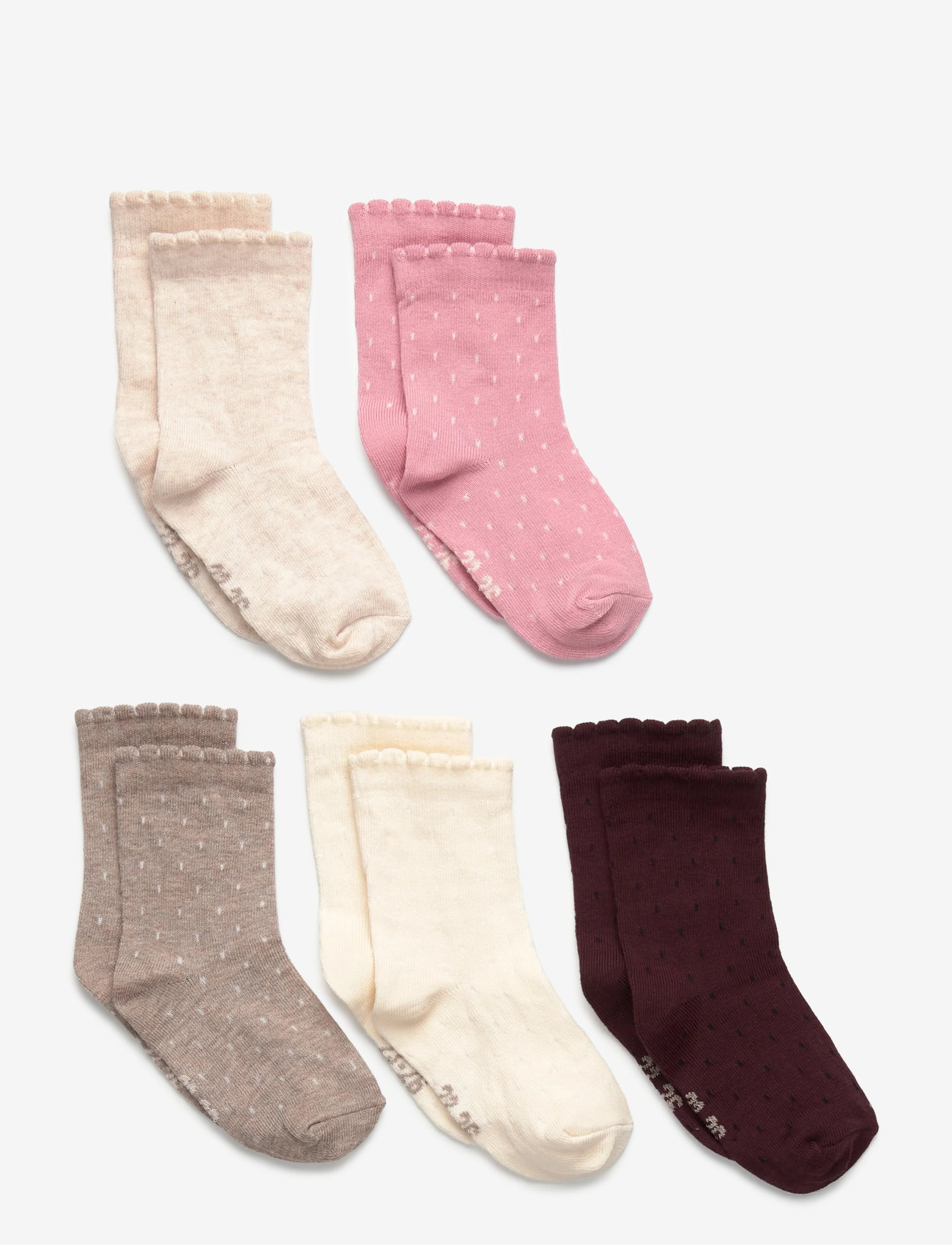 Minymo - Socks w. knit (5-pack) - sokid - wild rose - 0