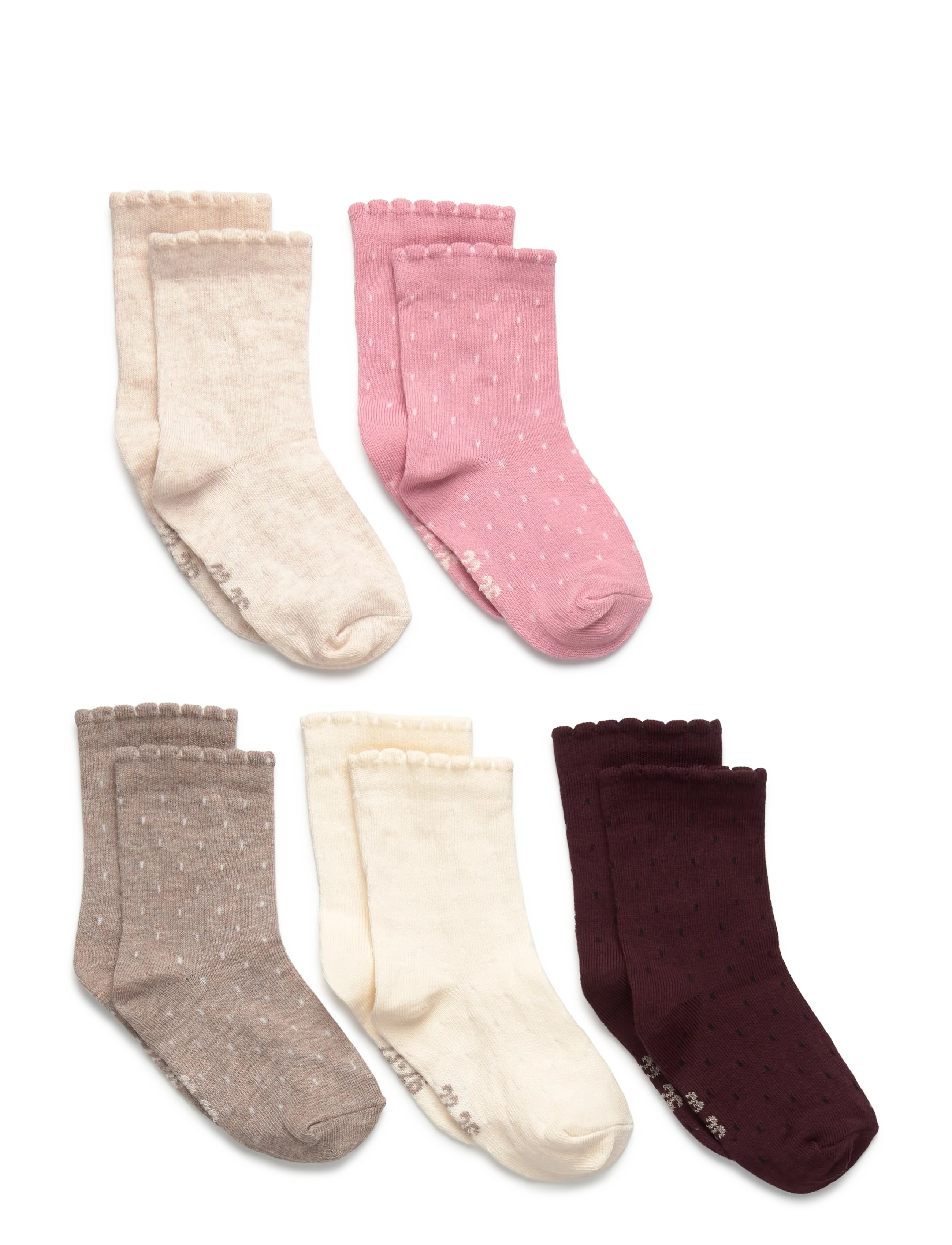 Minymo Socks w. knit (5-pack) - Kläder - WILD ROSE / multi
