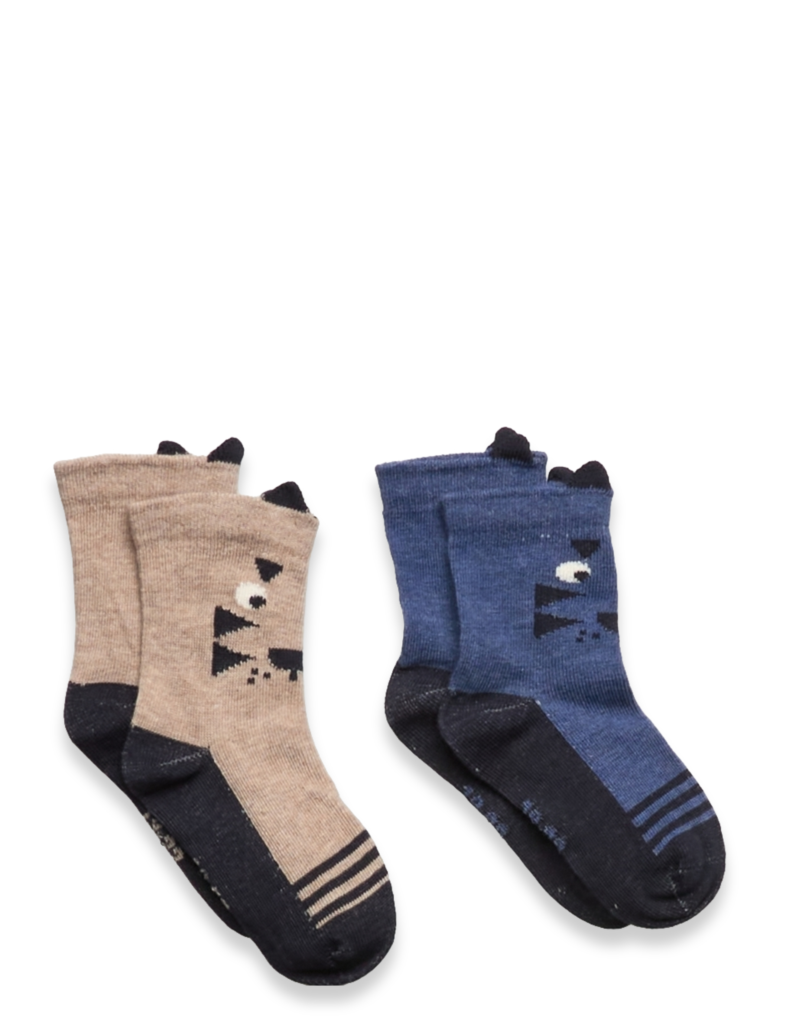 Minymo Socks W. 3D Effect (2-Pack), Børn, Ræv 3D Effekt Sokker 2-Pak, Blå, Str: 19