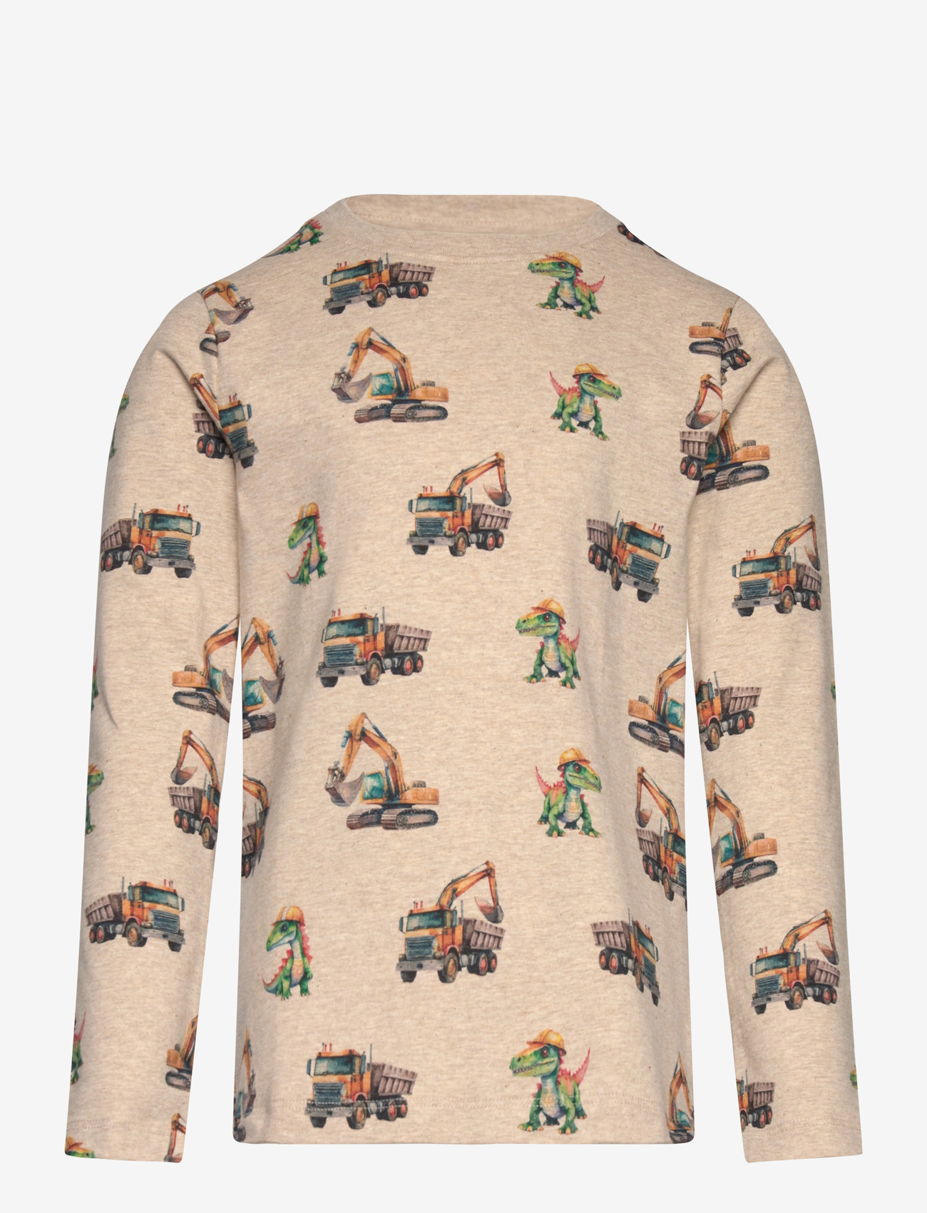 Minymo - T-shirt LS AOP - long-sleeved t-shirts - beige melange - 0