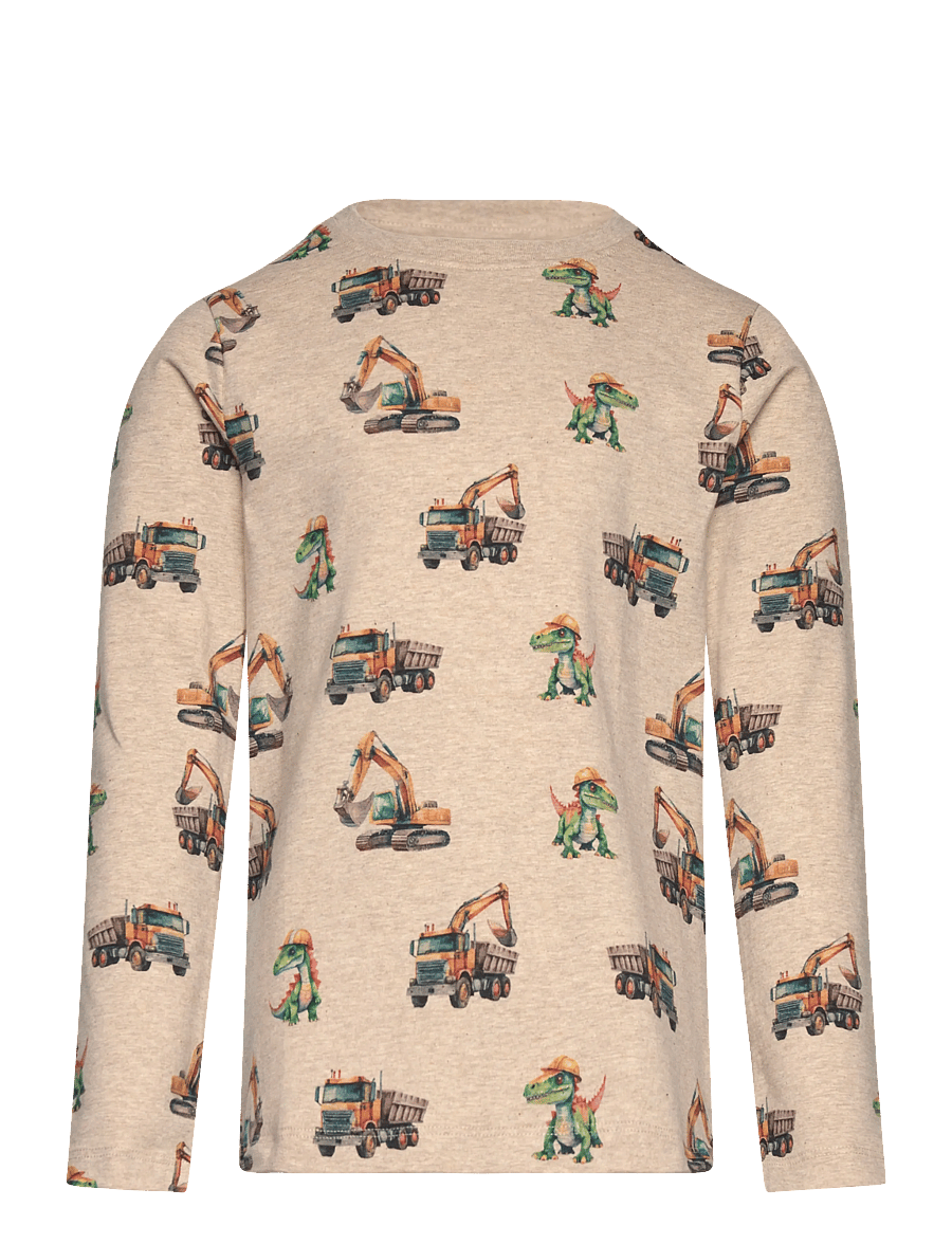 Minymo - T-shirt LS AOP - langärmelig - beige melange - 0