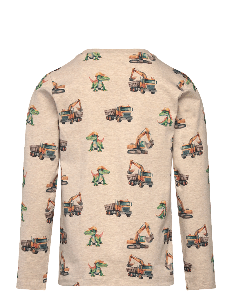 Minymo - T-shirt LS AOP - long-sleeved t-shirts - beige melange - 1