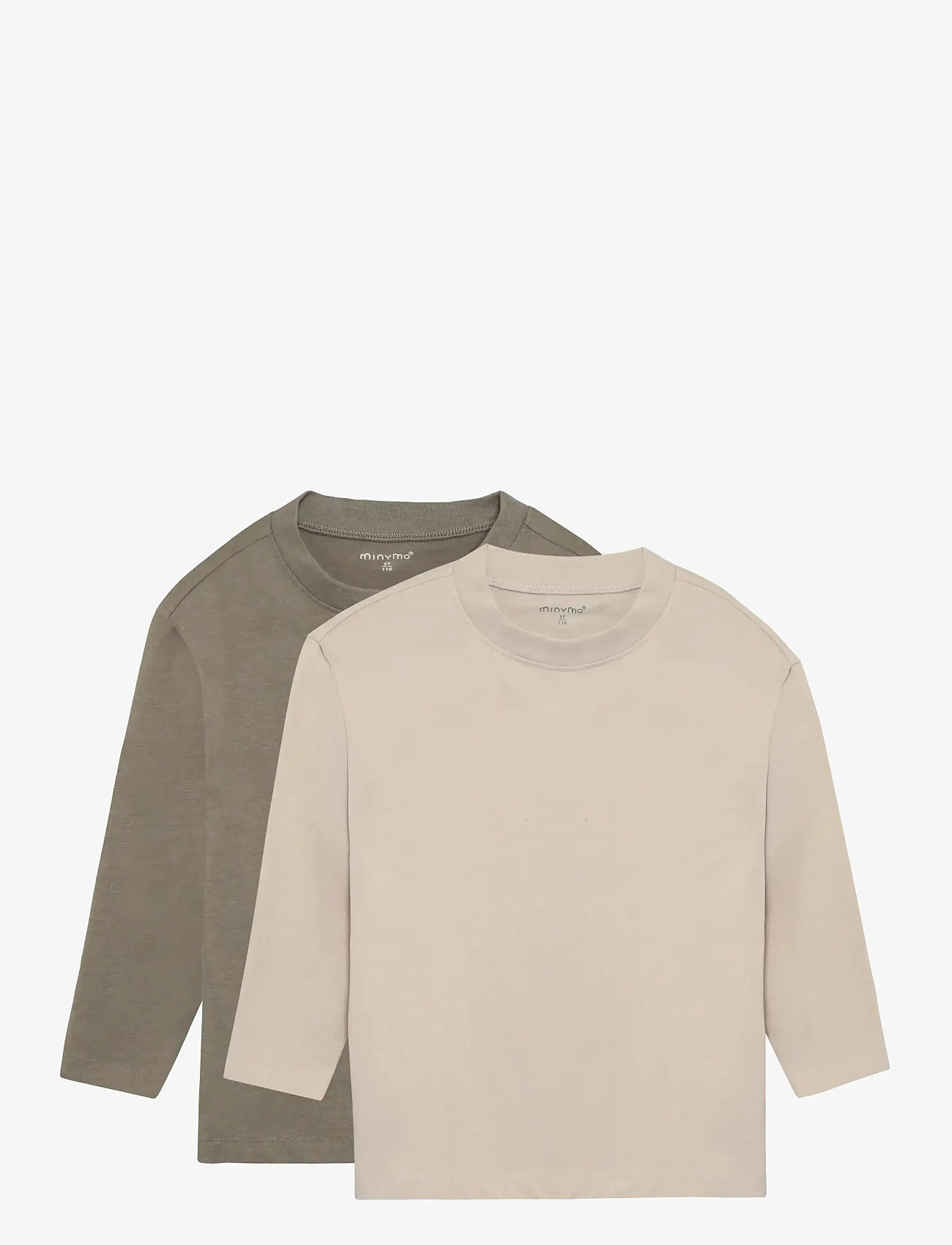 Minymo - T-shirt LS Loose Fit (2-pack) - langærmede t-shirts - vetiver - 0