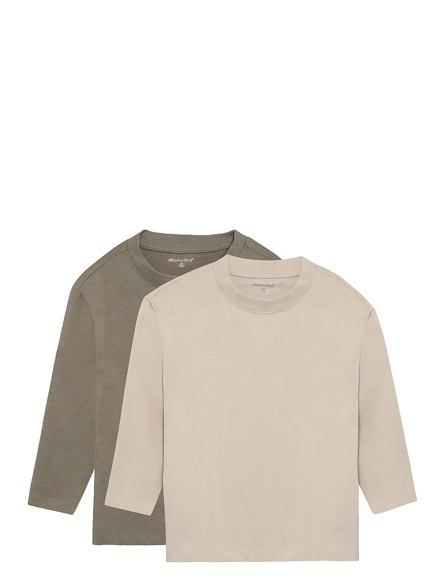 Minymo - T-shirt LS Loose Fit (2-pack) - långärmade t-shirts - vetiver - 0