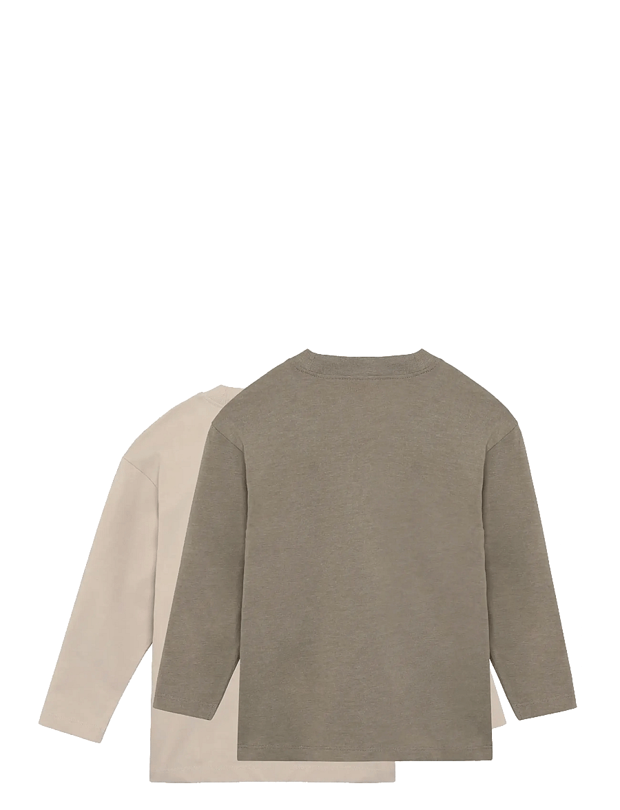 Minymo - T-shirt LS Loose Fit (2-pack) - långärmade t-shirts - vetiver - 1