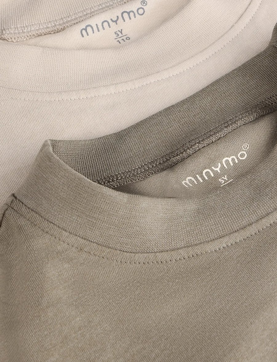 Minymo - T-shirt LS Loose Fit (2-pack) - långärmade t-shirts - vetiver - 4