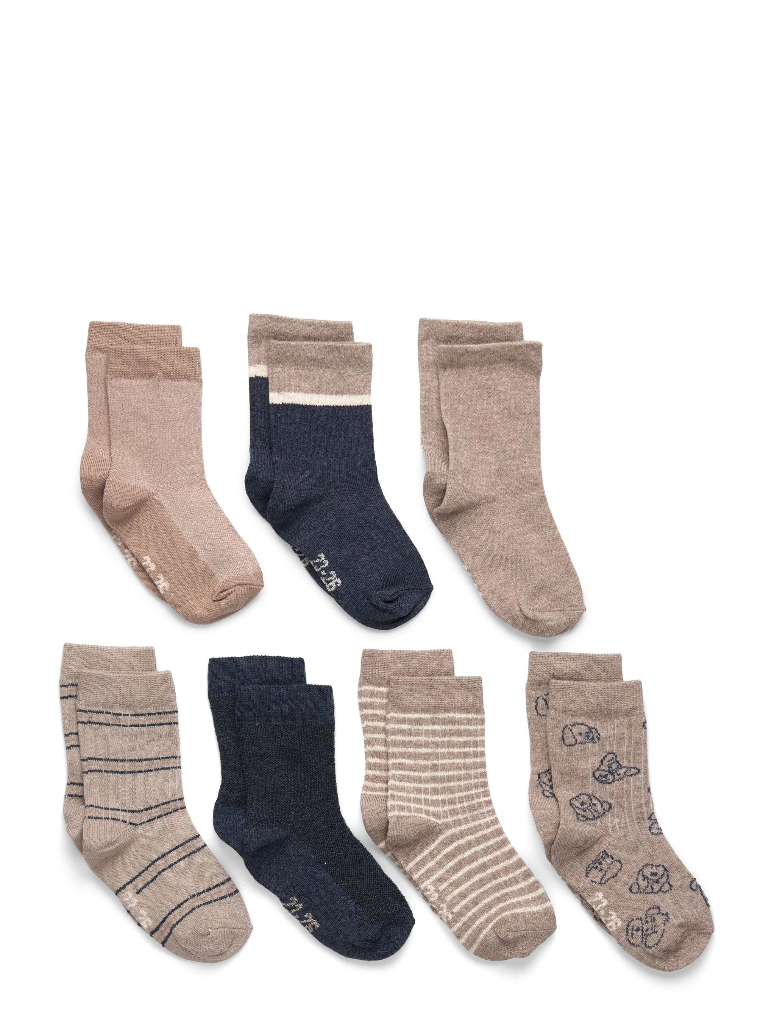 Minymo Socks W.pattern (7-Pack ), 15 8, Socken & Strumpfhosen, Mehrfarbig/gemustert - Socks, Kinder