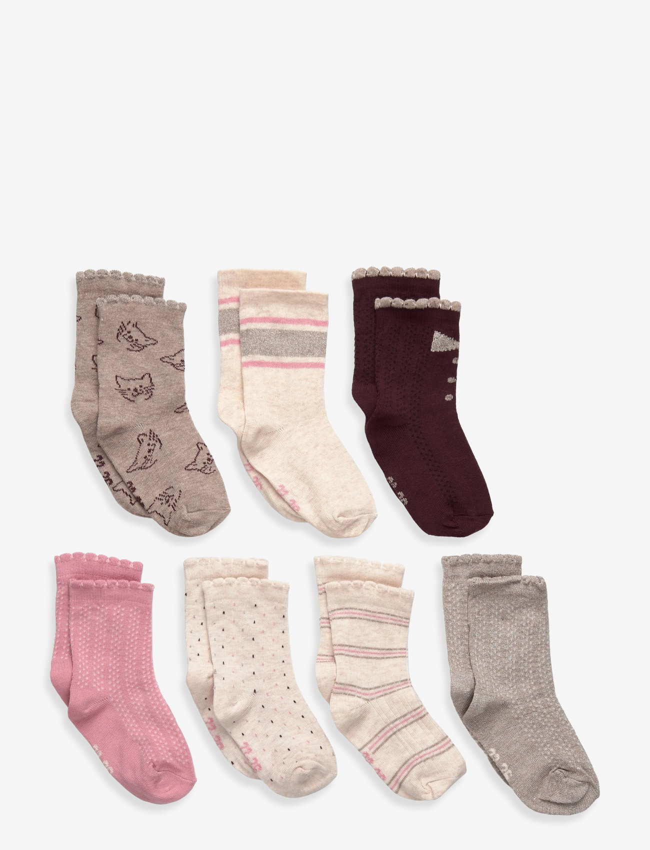 Minymo - Socks w.pattern (7-pack ) - socks - wild rose - 0