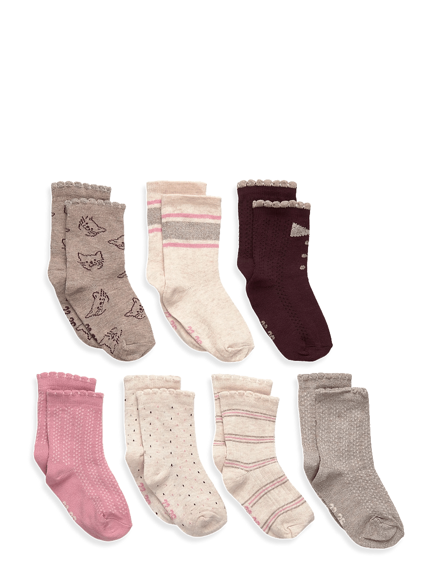 Minymo - Socks w.pattern (7-pack ) - strumpor - wild rose - 0