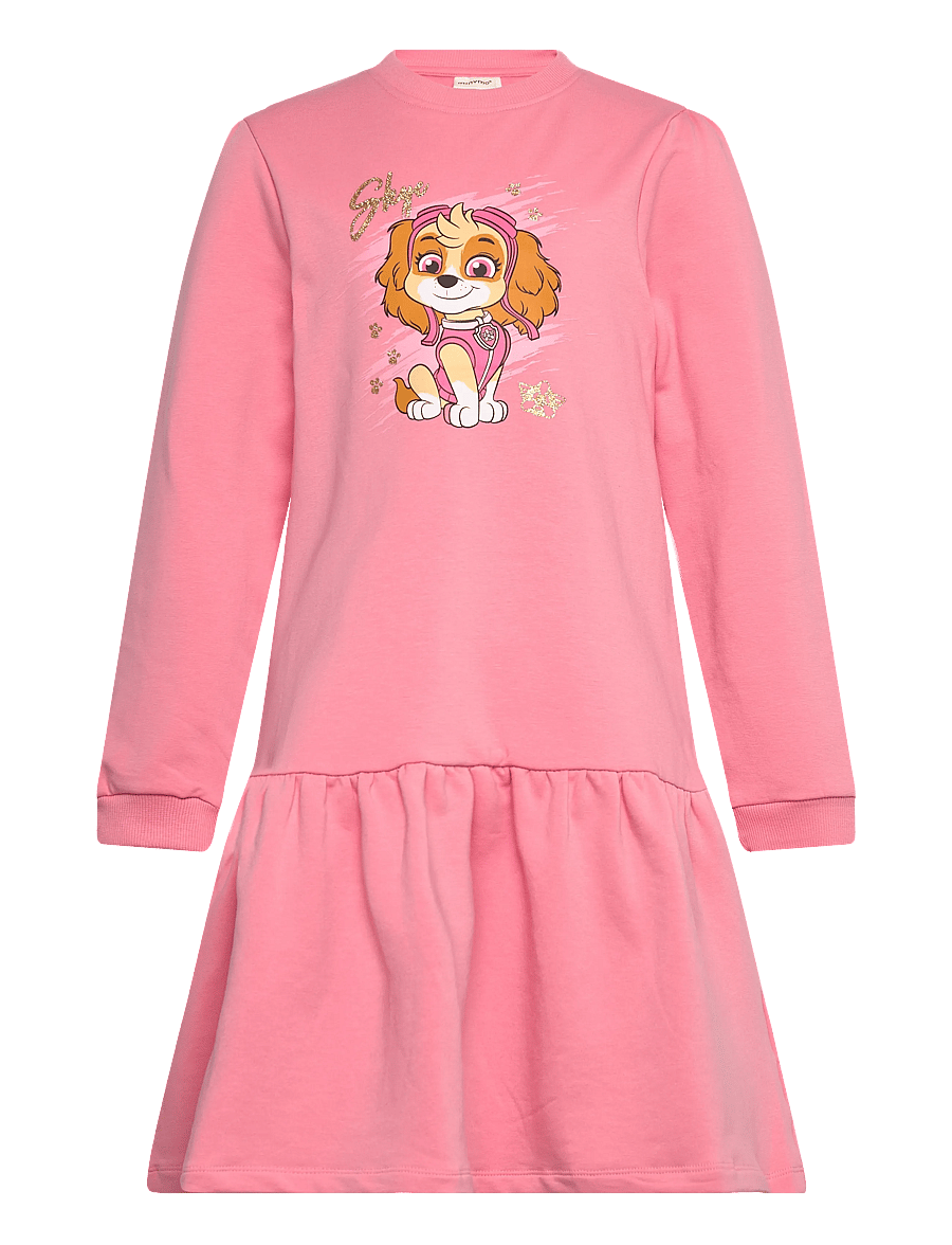 Minymo - Dress LS Sweat - langerma hversdagskjólar - flamingo plume - 0