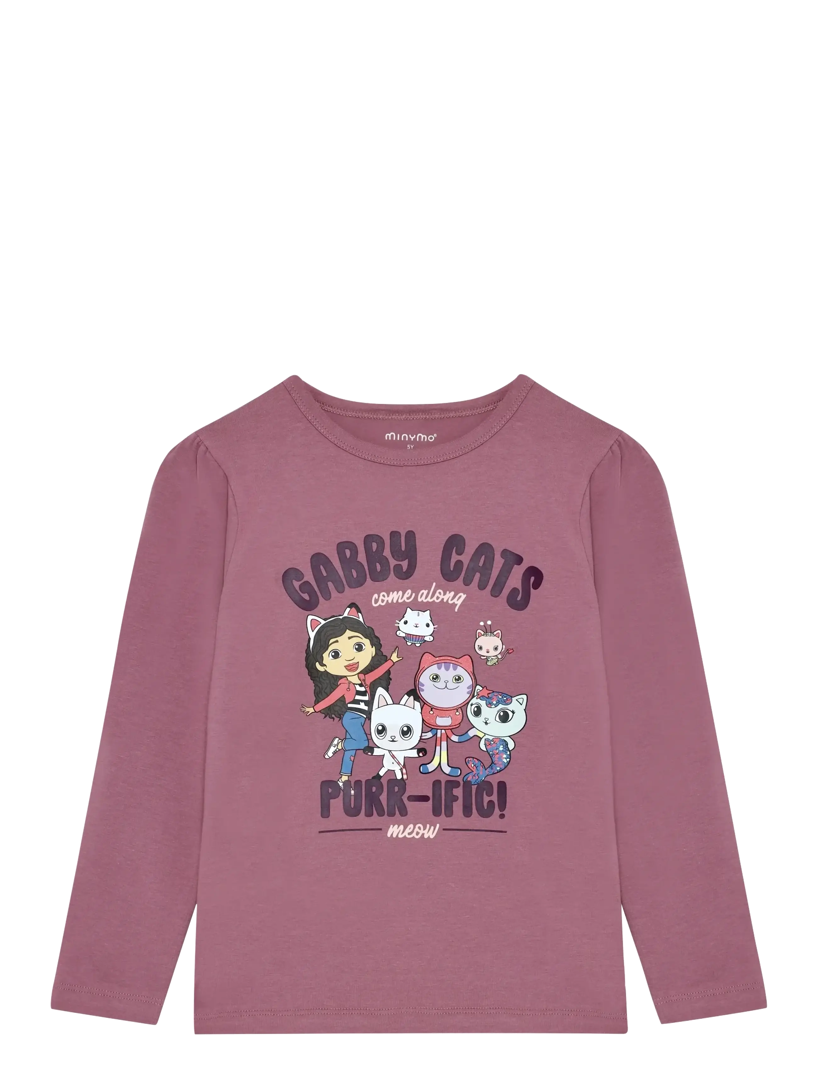 Minymo T-shirt LS - Riided - BORDEAUX / pink/rose