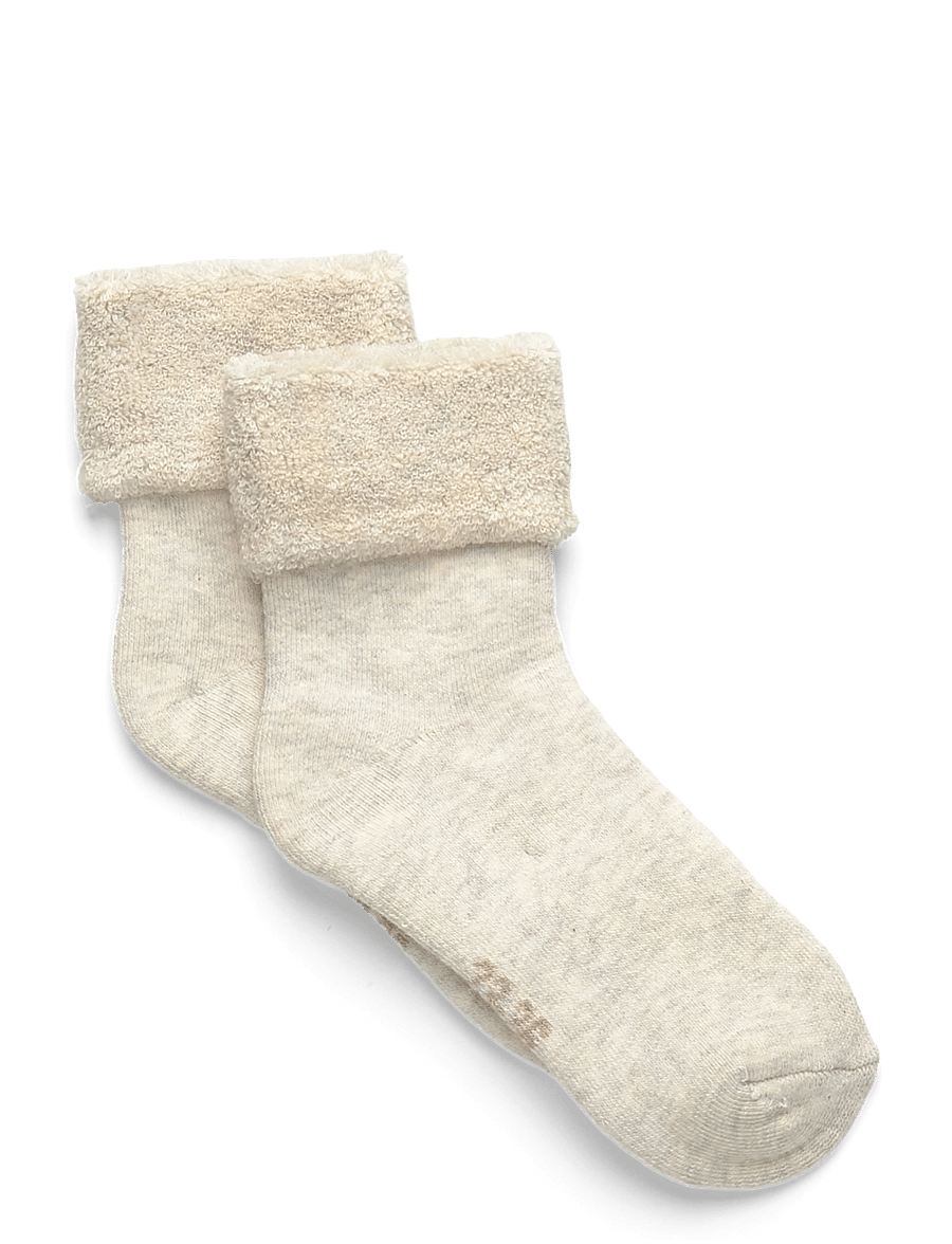 Minymo - Cozy Velour Socks - strømper - silver birch melange - 0